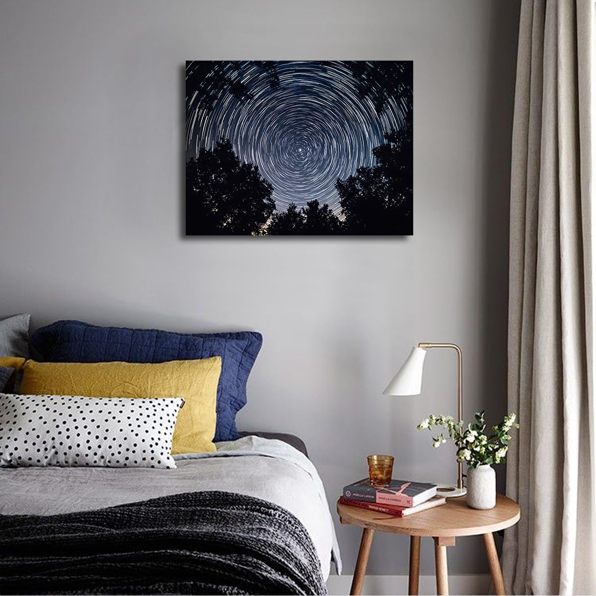 Via Vela Toile de nuit étoilée Art mural Galaxie Forêt Estampes Affiches du ciel nocturne Fresque Vue moderne pour la décoration de la chambre et du salon 80x100cm