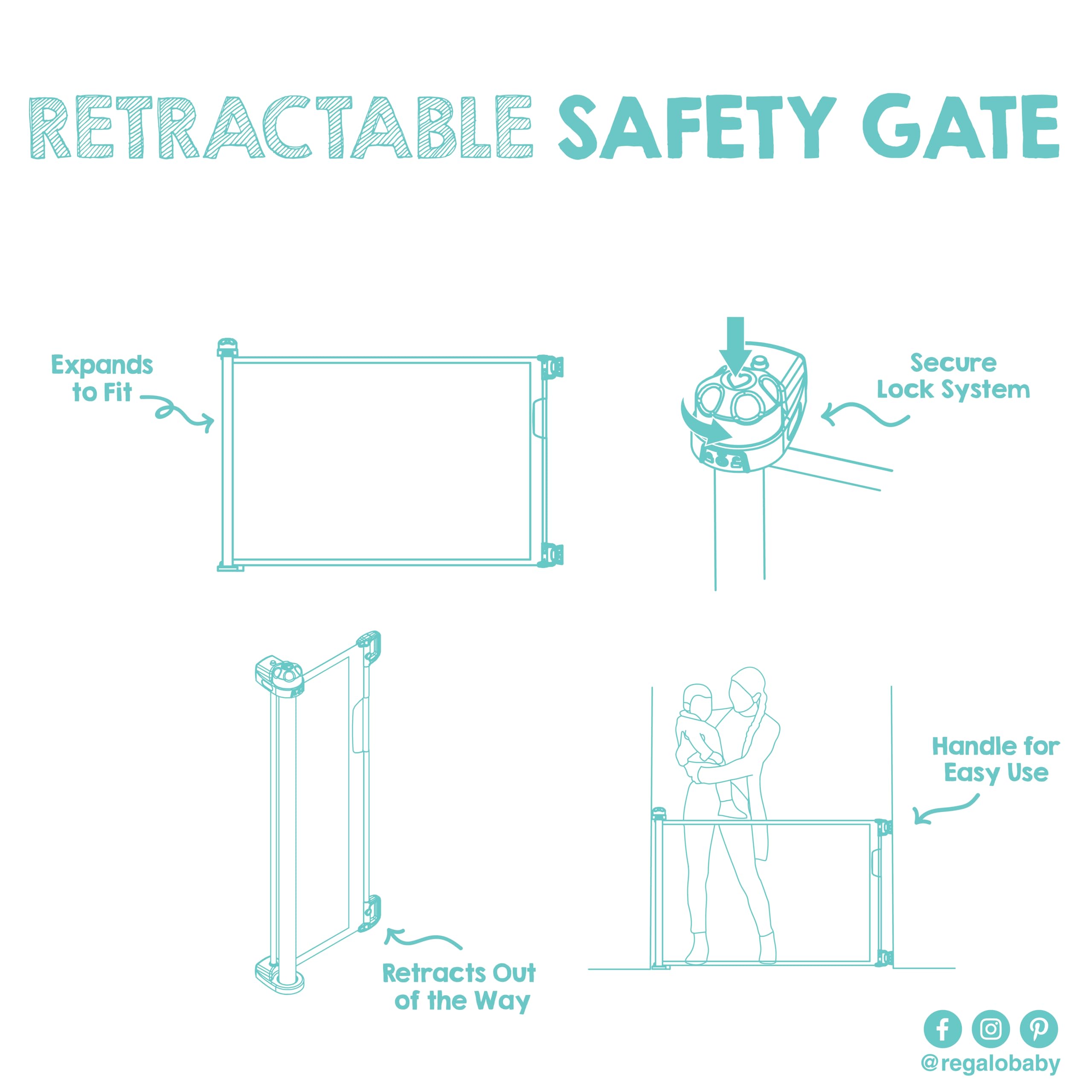 Regalo Safety 50" Retractable Mesh Baby Gate, Bottom of Stairs & Doorways — Amazon image 7