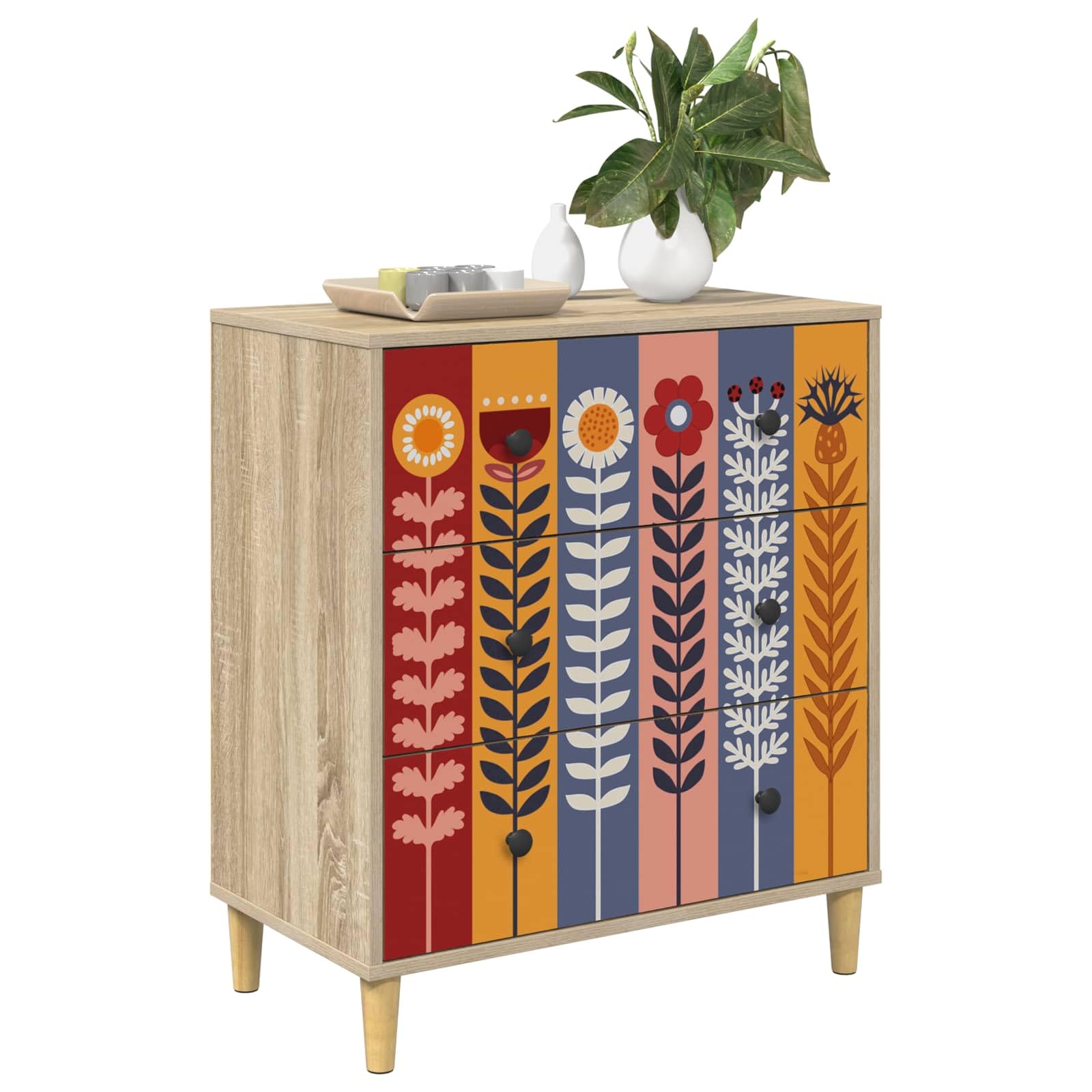 Cómoda moderna rectangular para guardar cosas en el dormitorio creando un ambiente cálido