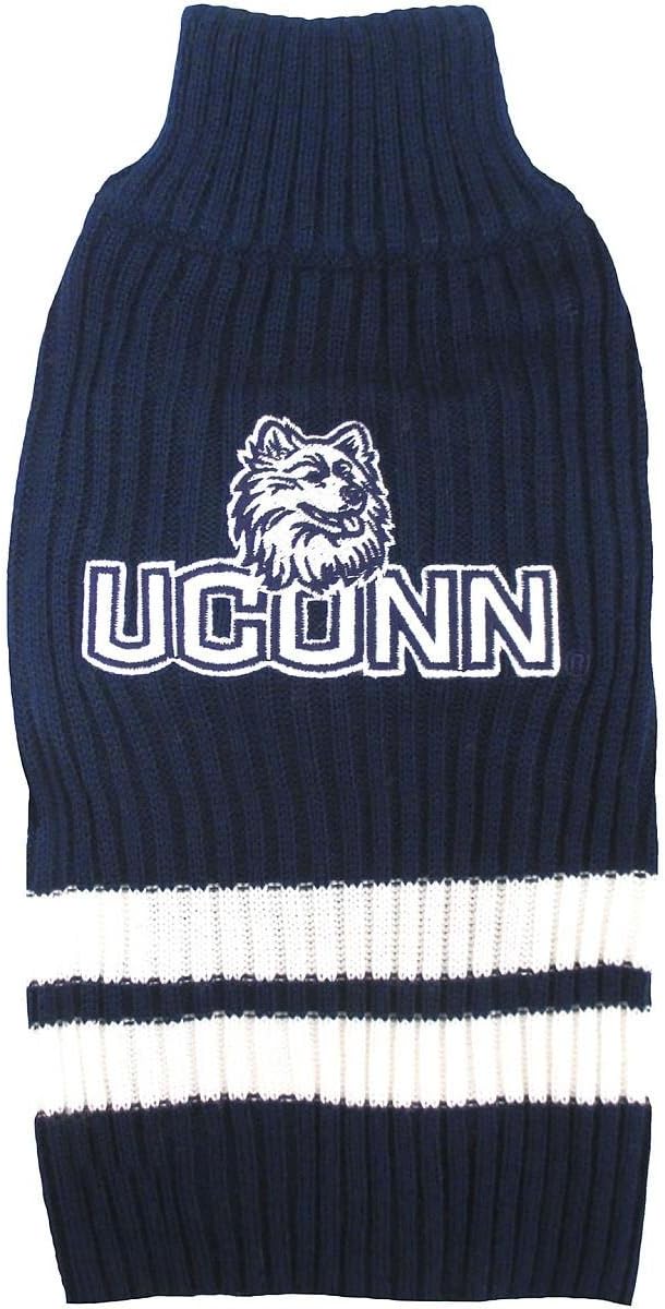 Pets First NCAA Connecticut Huskies Dog Sweater, Size Large. Warm & Cozy Knit Pet Sweater with NCAA Team Logo, Best Puppy Sweater for Large & Small Dogs University of Connecticut Large