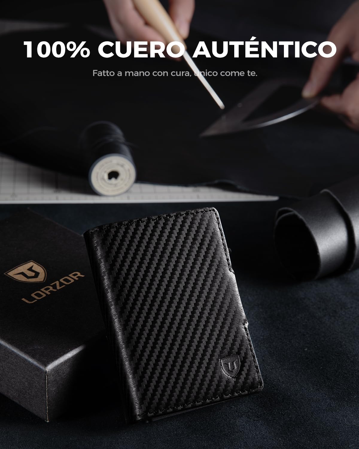 LORZOR® Portafoglio Uomo Slim Pelle, Portacarte Uomo con Protezione RFID & Portamonete, Porta Carte di Credito Pop-up Contenere 10 Carte, Porta Tessere Tascabile