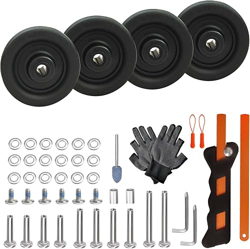 4 Pcs Luggage Wheels Replacement 50x14mm TPE Rubber Rollers Suitcase Wheels Replacement Kit Repair Wheels for Spinner Luggage Roller Carry on