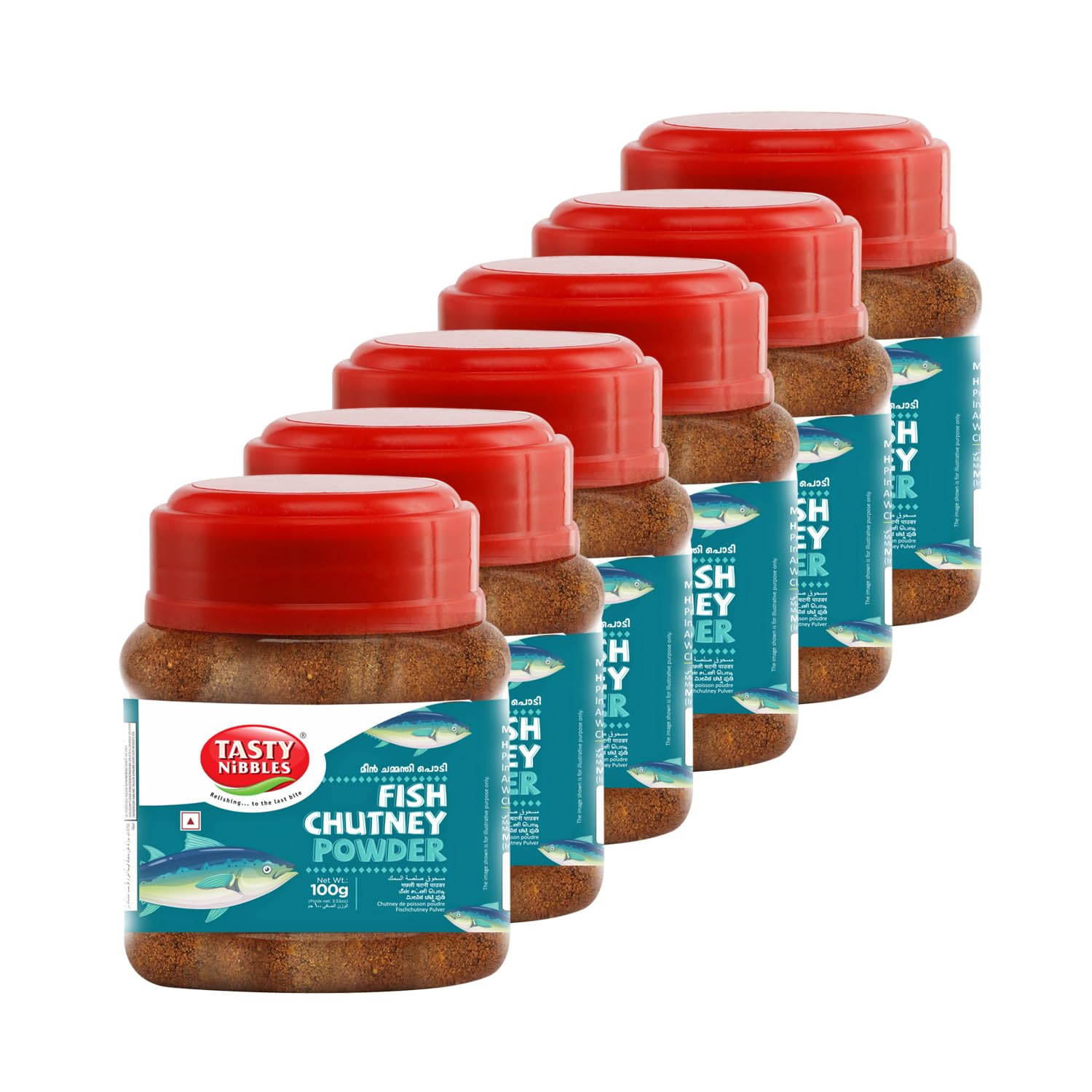 TASTY NIBBLES Ready to Eat Fish Chutney Powder 100g | Kerala Style Dried Fish Powder| Meen Chammanthi Podi |Non-Vegetarian | No Added Preservatives [Pack of 6]
