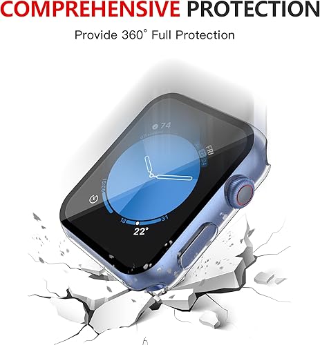 Miniatura 5 de Misxi Paquete de 2 - Funda rígida impermeable con vidrio templado compatible con Apple Watch Series 6, SE, Series 5, Series 4 de 44 mm, funda