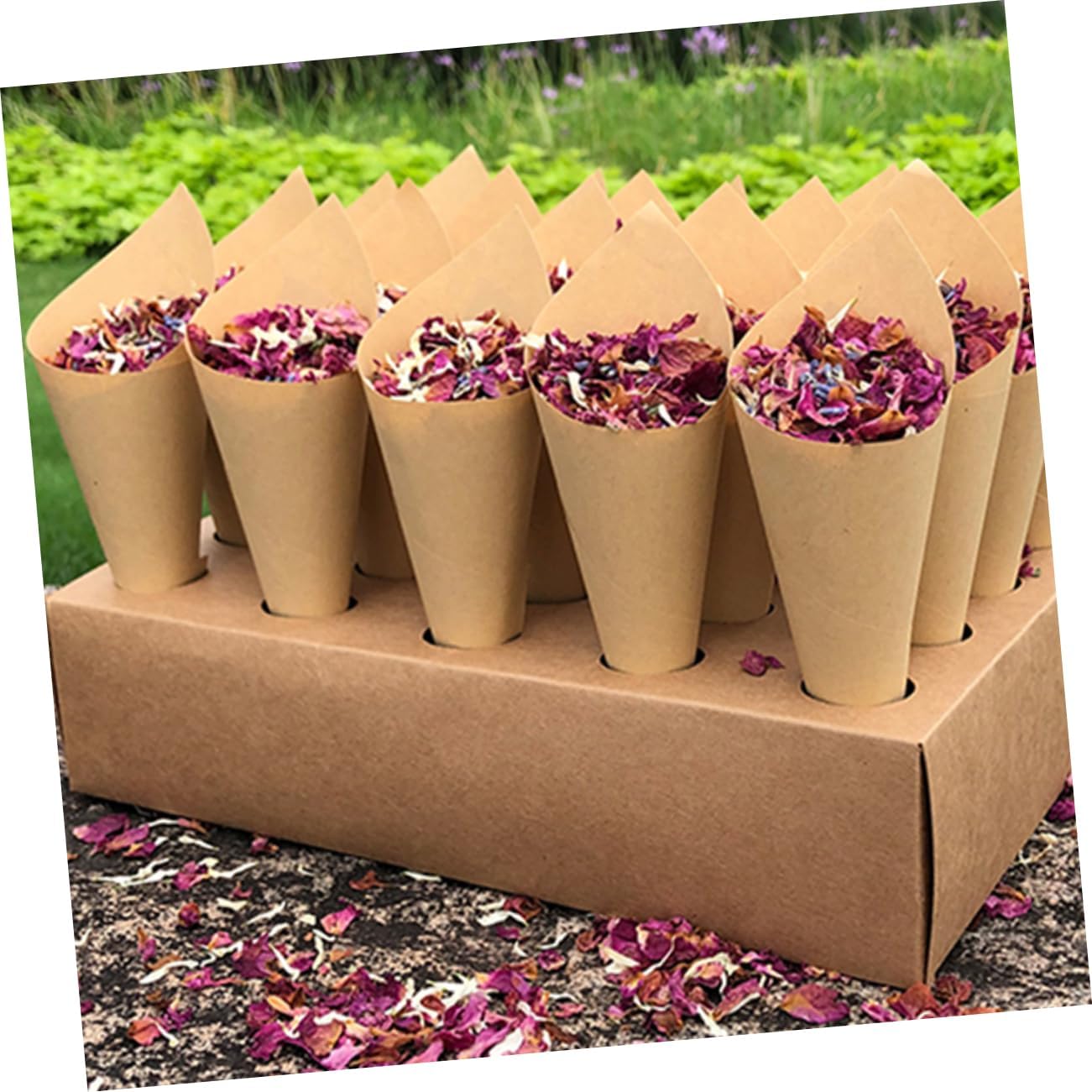 KOMBIUDA 90pcs Flower Petal Confetti Cones Paper Cones for Weddings Parties Events for Bouquets Candies More Elegant Party Supplies