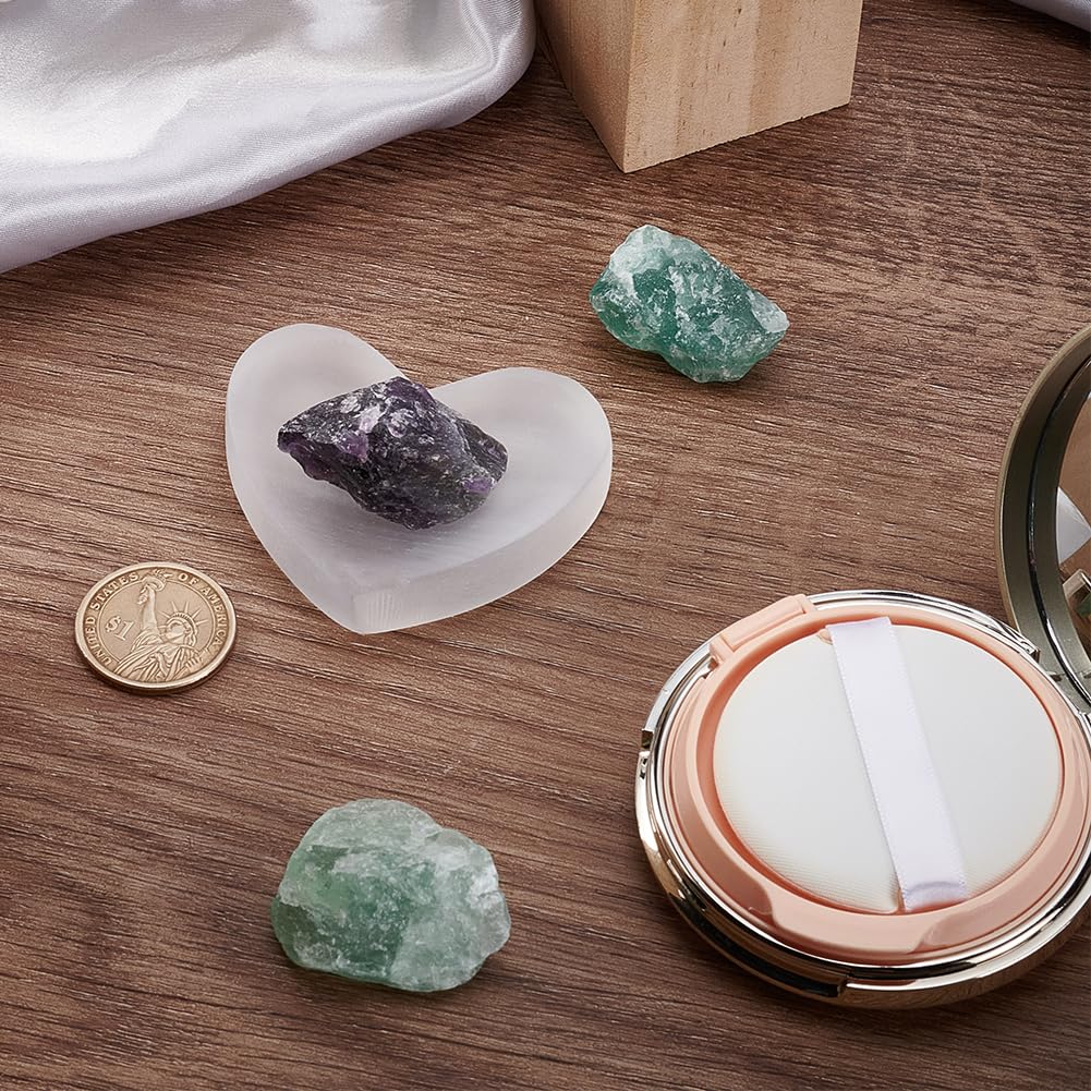 Ciotola In Selenite Naturale A Forma Di Cuore - Decorazione In Pietra Preziosa, 10x11 Cm - Foto 4