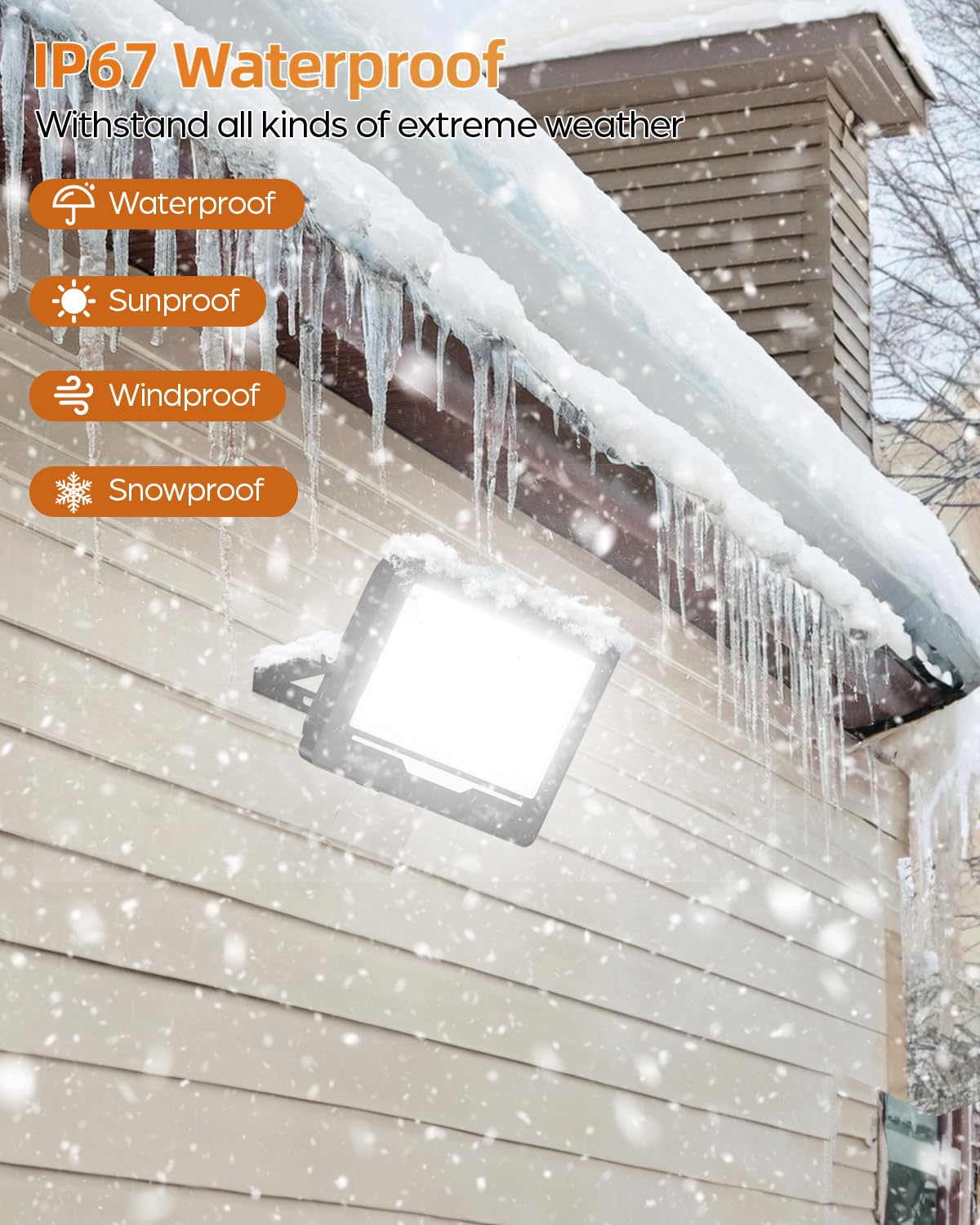 Fari Faretto LED da Esterno 300W 1 Pezzi - 30000LM 6500K Luce Fredda Faro Faretti LED Esterno IP67 Impermeabile per Giardino, Patio, Terrazza, Garage