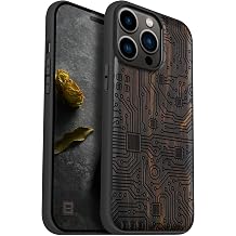 Carveit Wood Case for iPhone 14 Pro Max, Motherboard -Black