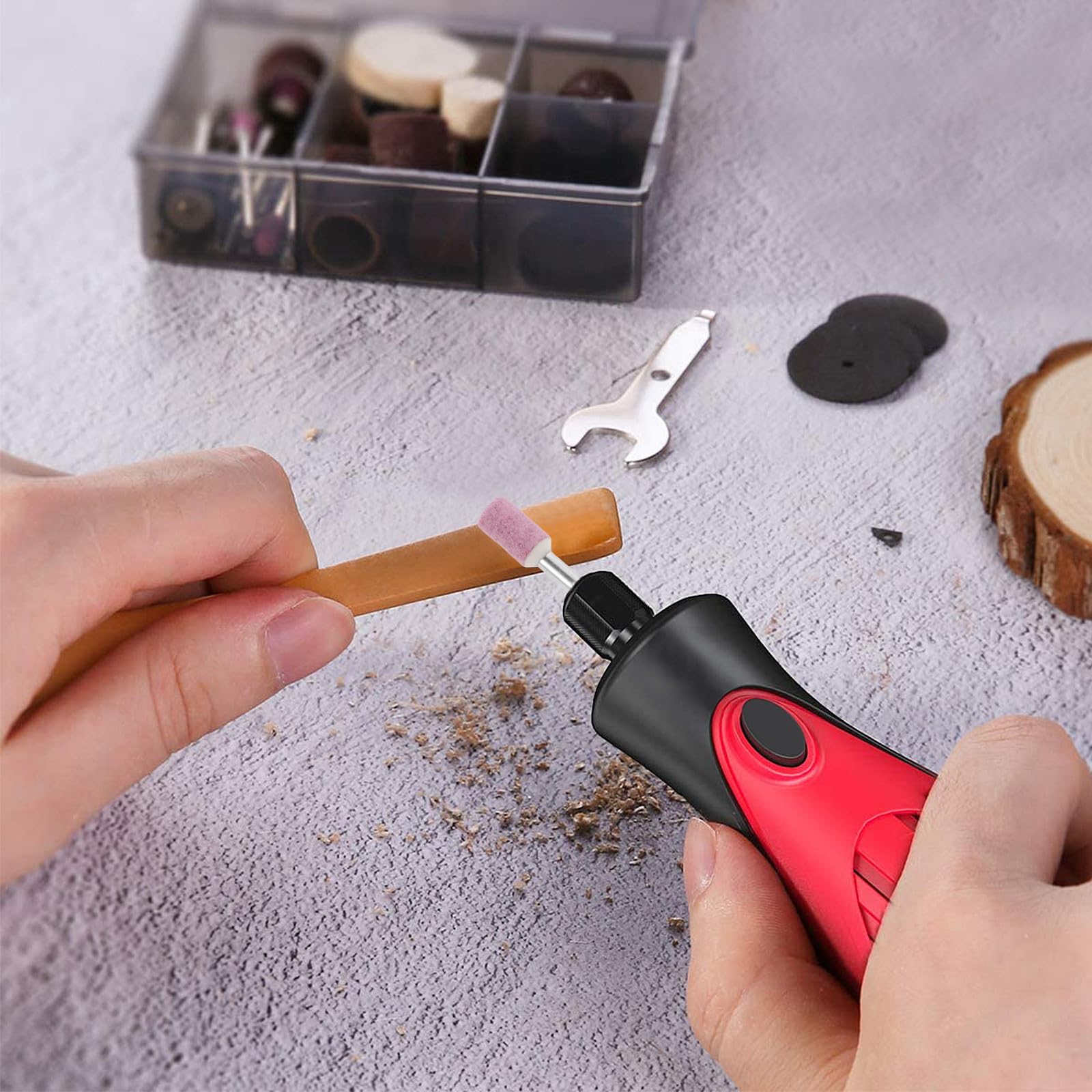 Healeved 50 Punte Mola Abrasiva Montata in Pietra 3x6 Mm Rosa per Trapano, Punte per Rettifica Professionale Utensili Rotanti, Set da 10 Pezzi per Molatura e Lucidatura Industriale