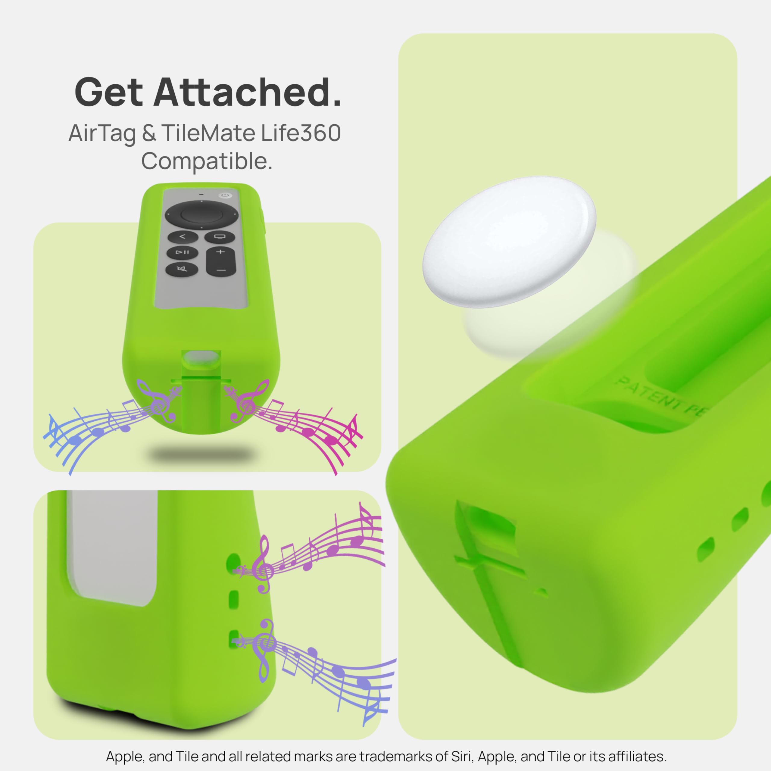 GripStand™ Apple TV Remote Cover: Compatible with AirTag, Fits Siri Apple TV 4K/HD (2nd & 3rd Gen), Stand-Up Design, Enhanced Grip, Anti-Slip and Drop Protection, 2 Pack Lime & Sky Glow by 73&Sunny