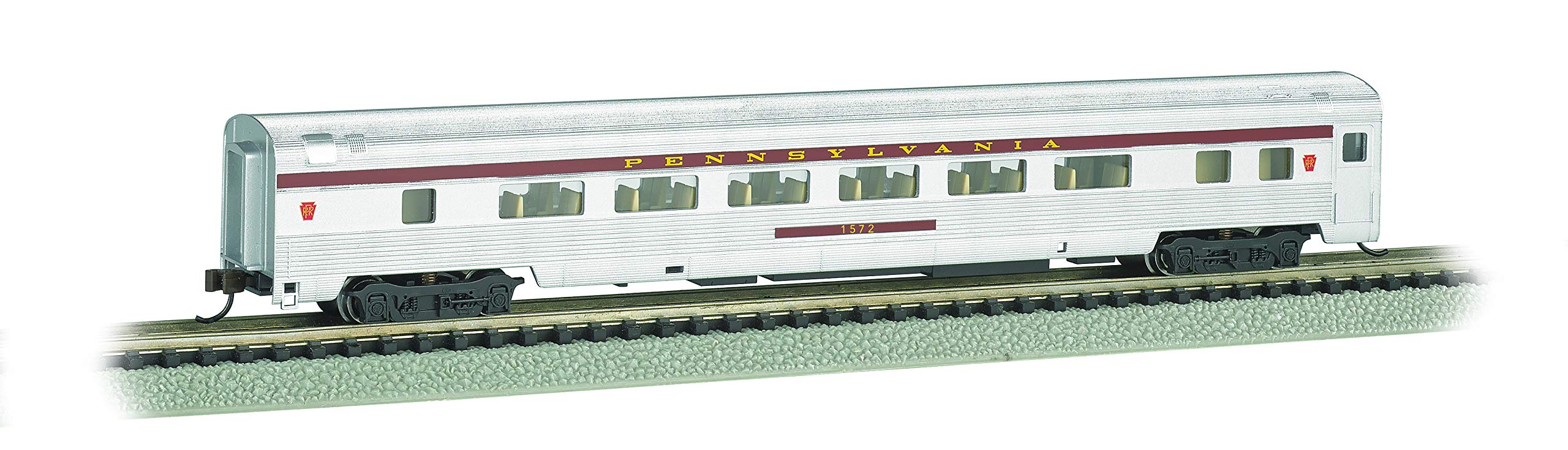 Bachmann Trains - 85' Streamline Fluted Coach CAR - PRR #1572 - N Scale