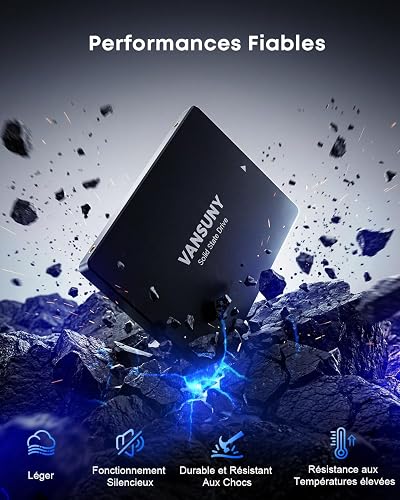 Vansuny 256GB Internal SSD SATA III 2.5" 6GB/s, 3D NAND, Read Speed 500MB/s, Write 430MB/s, for Laptop, Desktop, All-in-One (X12, 256GB) - 3