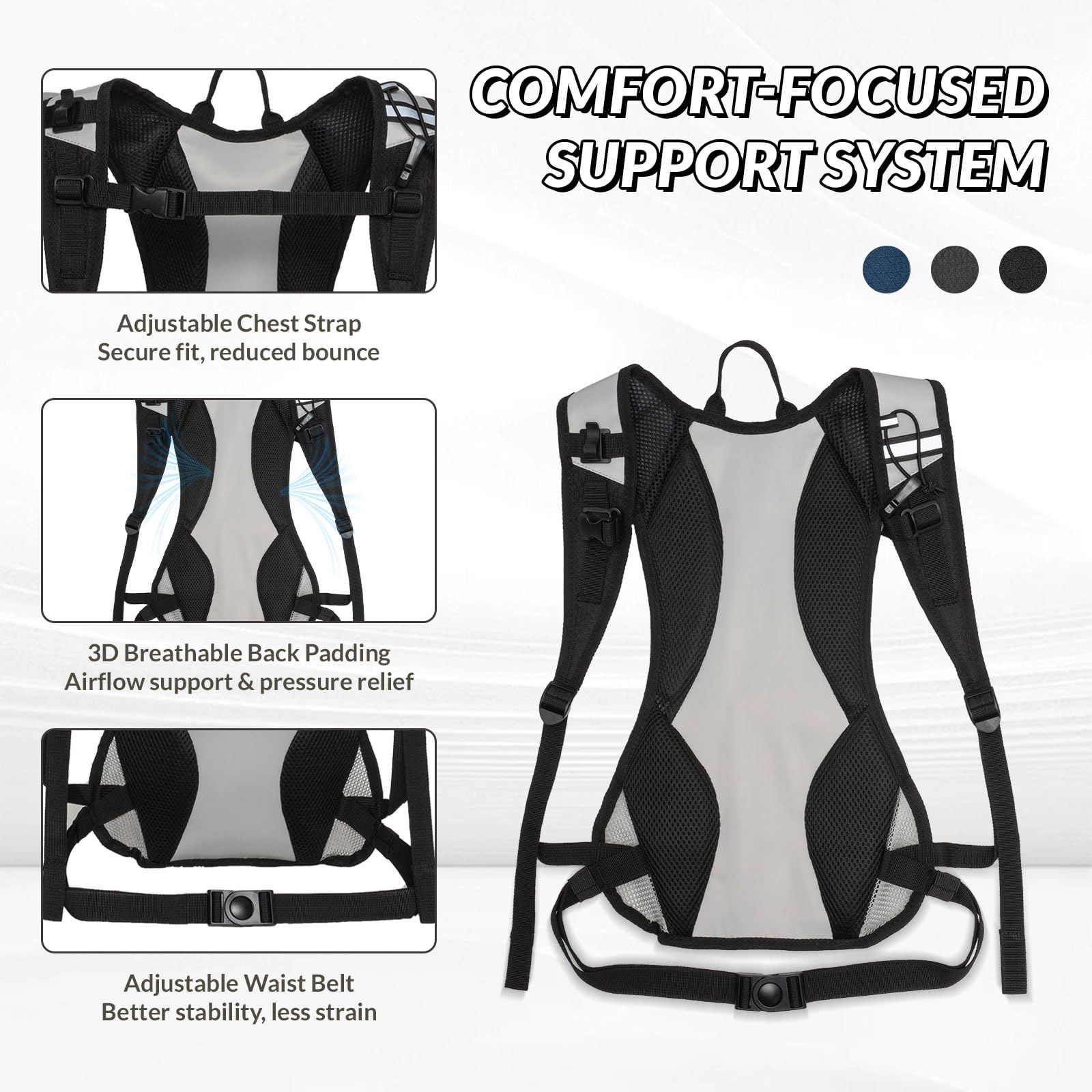 Acicolia Lightweight Hydration Backpack,Running Vest for Women Men With 1.5L Water Bladder, Hydro Water Daypack for Running,Hiking,Cycling,Climbing,Biking - 2