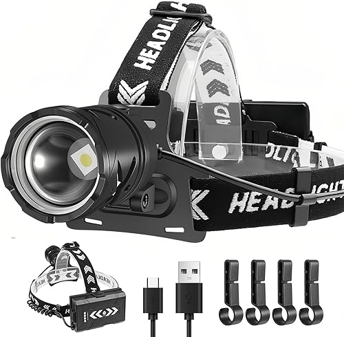 Miniatura 11 de Fay Bless Lámpara de cabeza LED, 3.00 oz, 350 lúmenes, IPX4, impermeable, 1200 mAh hasta 8 h, faros superbrillantes, sensor de movimiento, 5 modos