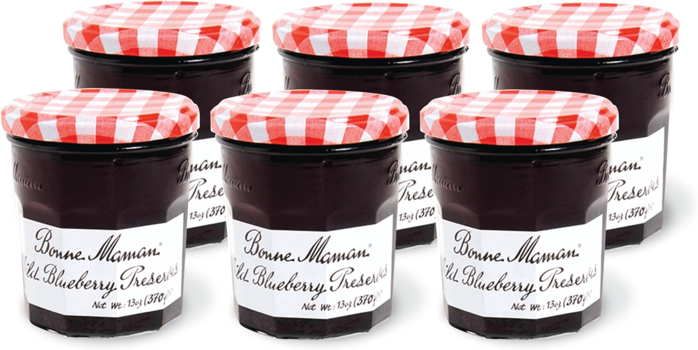Bonne Maman Wild Blueberry Preserves, 13 oz Glass Jars (Pack of 6) – Non-GMO, Made with Simple Ingredients