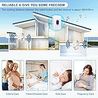 Vista 3 de Daytech Wireless Caregiver Pager Call Button for Elderly at Home Life Alert Systems for Seniors Disabled Patient 1 Emergency Watch 1 Receiver