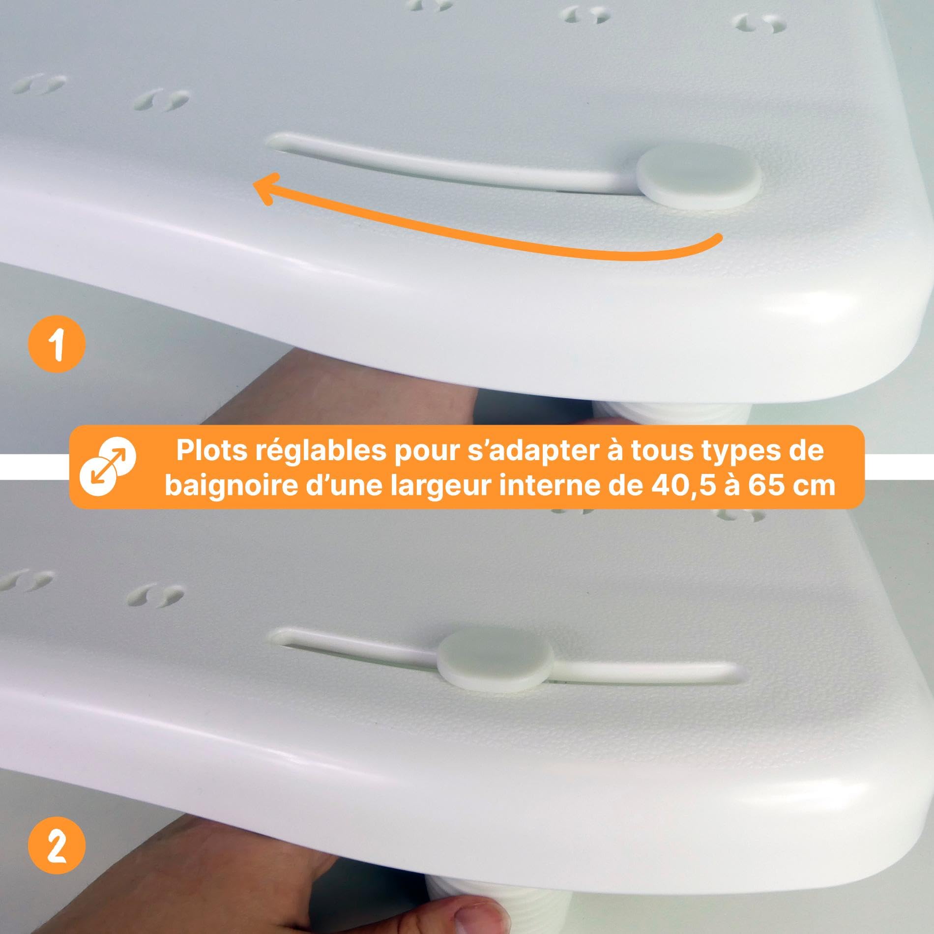 Identités, Planche de Bain, Modèle Java, Douche Sécurisante dans Baignoire, Fixation Sûre, Poignée Antidérapante, Porte-Savon, Poids Max Supporté de 100 kg, Longueur de 70 cm, Largeur de 30 cm