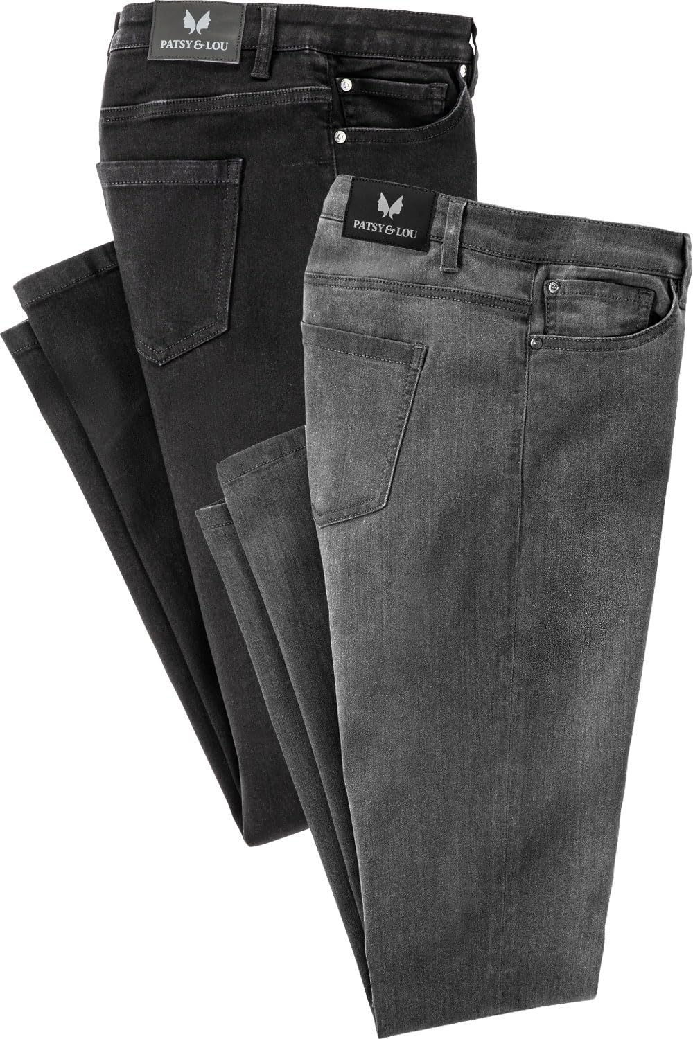 Patsy & Lou Jeans Damen, 2er Pack Damen Jeans mit Stretch, Mid-Waist Jeanshosen mit geradem Beinverlauf, Straight Jeans, Gr. 36 – 46 | auch in Kurzgrößen