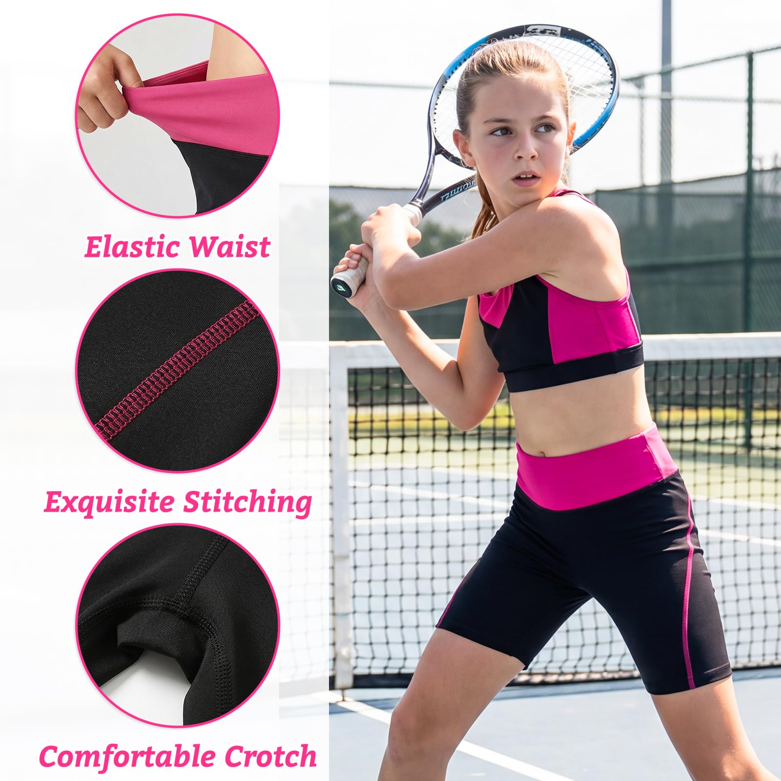 Mädchen Shorts 2er-Pack Sommer Kurze Leggings Kinder Elastische Hohe Taille Radlerhose Atmungsaktiv Sport Kurze Hose Weich Blickdicht Sportshorts Turnhose Sportleggings für 4-13 Jahre