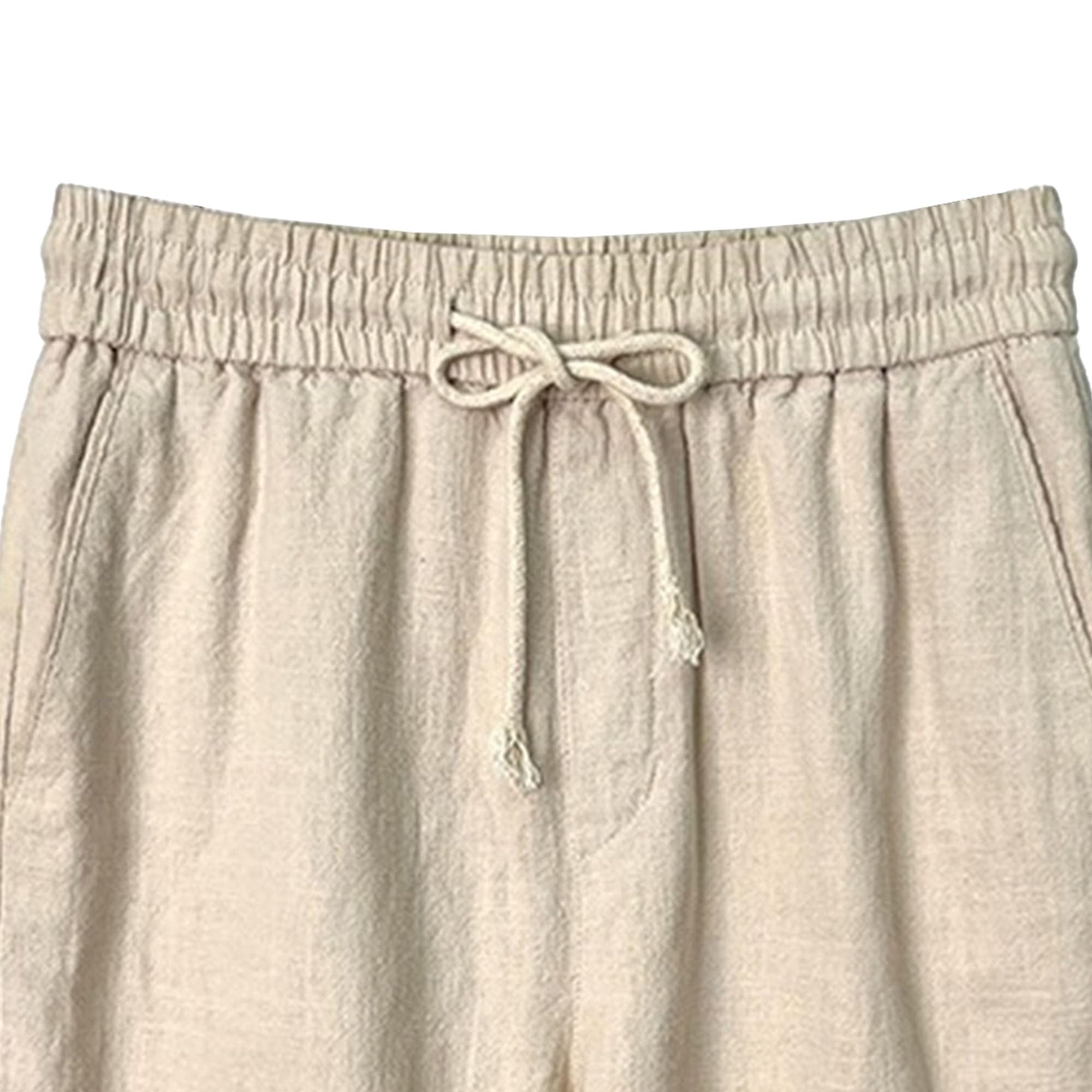 Herren-Shorts, lässig, Sommer, Strand, Stretch-Taille, kurze Hose, Leinen, Kordelzug, Outdoor, Freizeit-Shorts