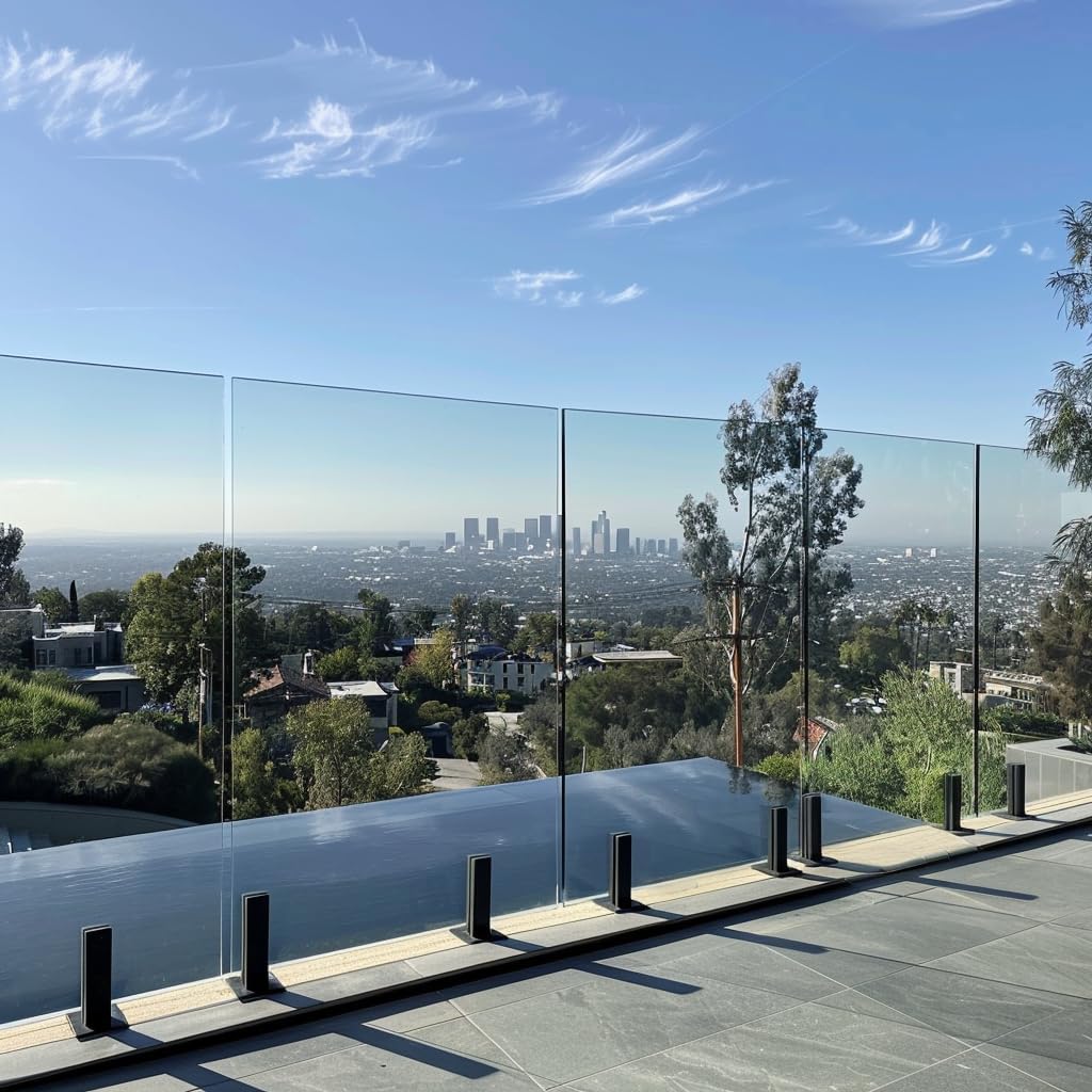 Aviora Glass Panel Clamp – 2205 Stainless Steel Post - Heavy Duty Square Spigot – Pool Fence Brackets – Glass Railing Clamps for Stairs, Home, Deck Handrail (Matte Black, 1 Pack)