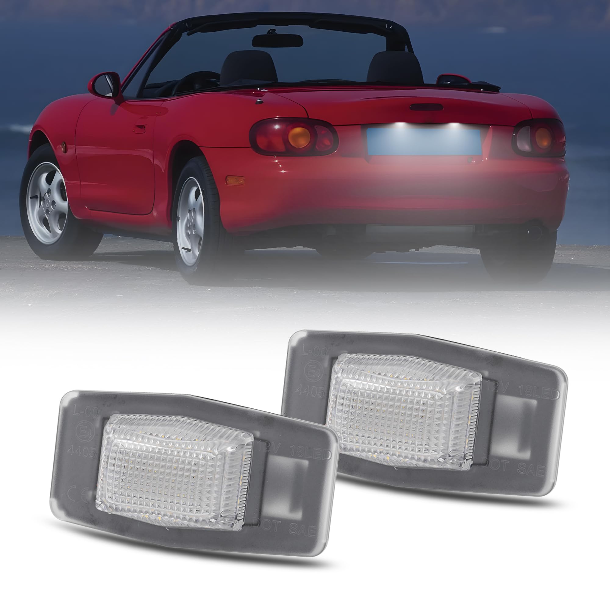 2szt. Zestaw świateł tablicy rejestracyjnej dla M.azda Miata MX-5 NB Protégé MPV Tribute F-ord Escape Mercury Mariner