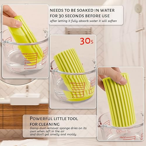 Miniatura 4 de Actvty Esponja húmeda para plumero, paquete de 4 plumeros reutilizables y húmedos, esponja mágica de limpieza de polvo para limpiar persianas,