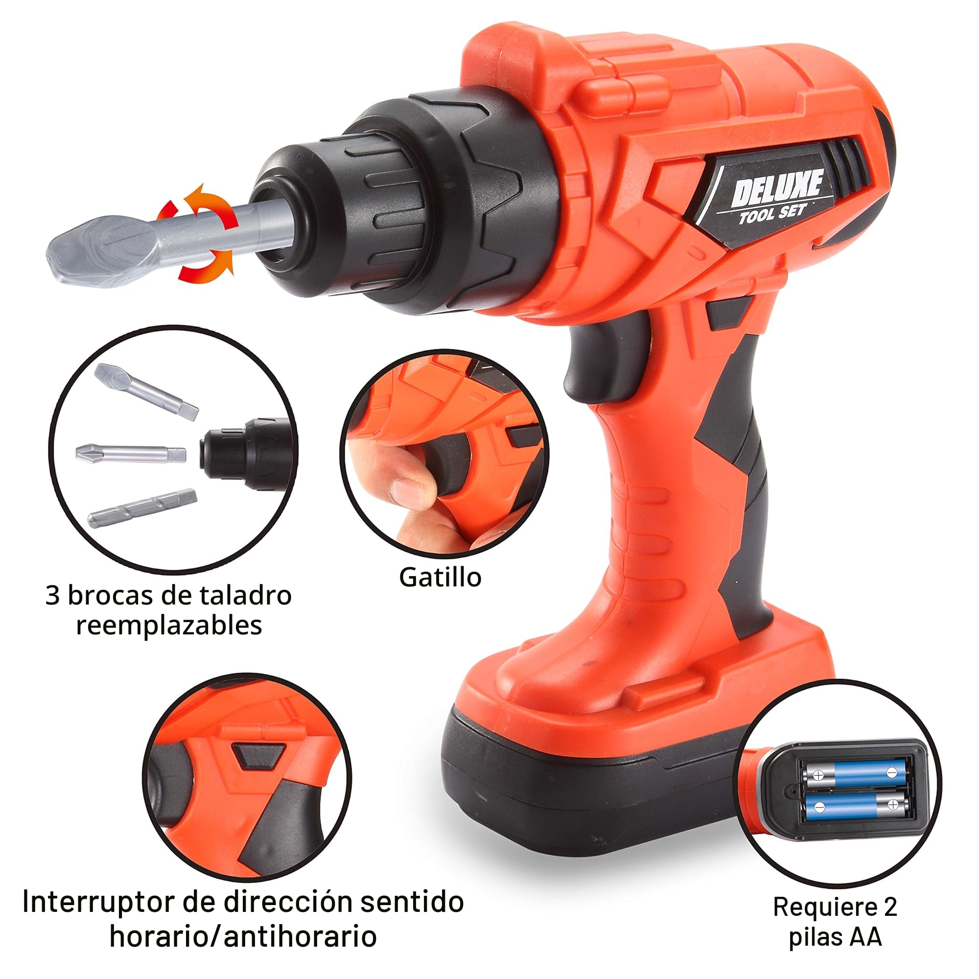 JOYIN Juego de 32 Herramientas Mochila de Herramientas de construcción para niños, con Juguete de Taladro de energía eléctrica, Casco de construcción, y Otros Accesorios