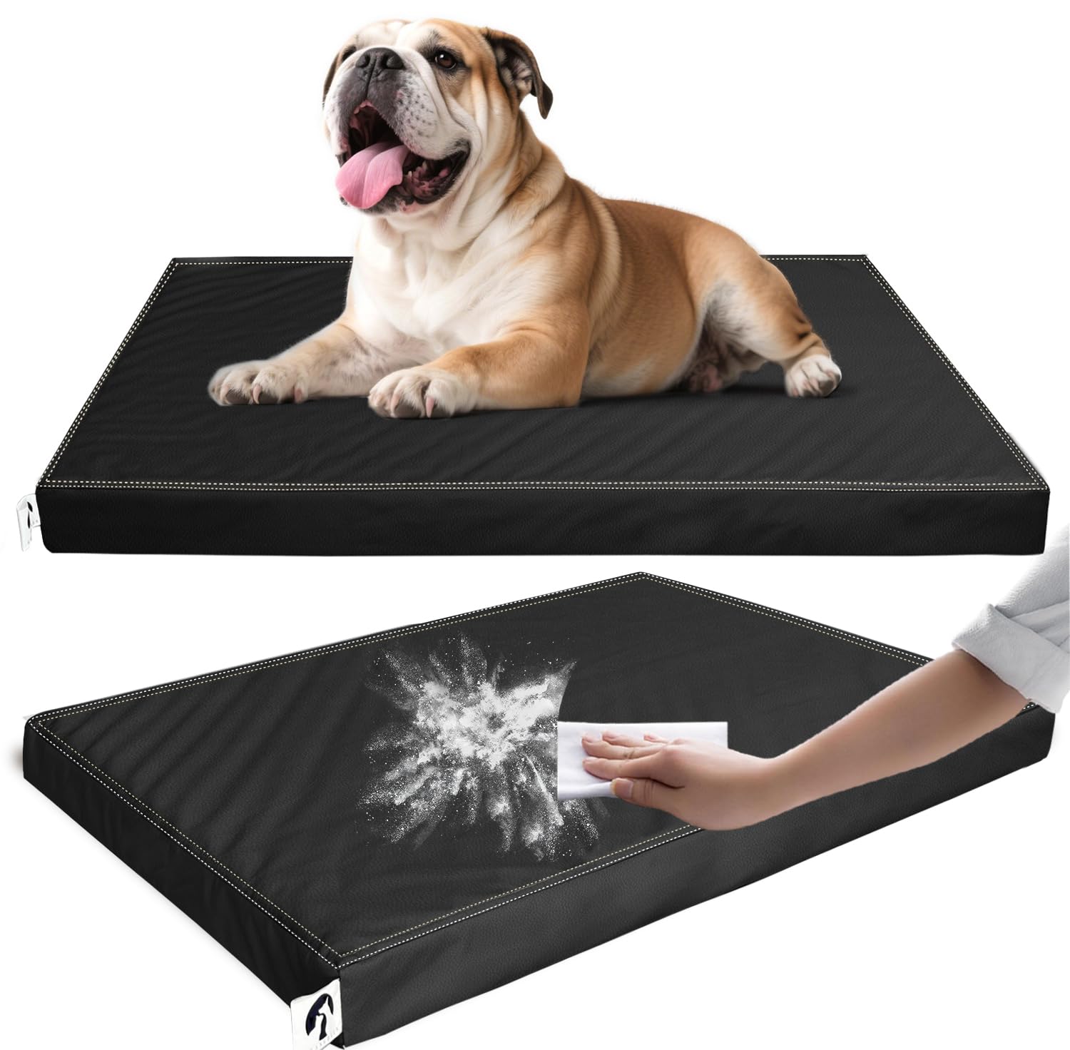 GUANGDEEN Medium Dog Bed with Removable Washable Faux Leather Cover, Non-Slip,for Pets Up to 30 lbs