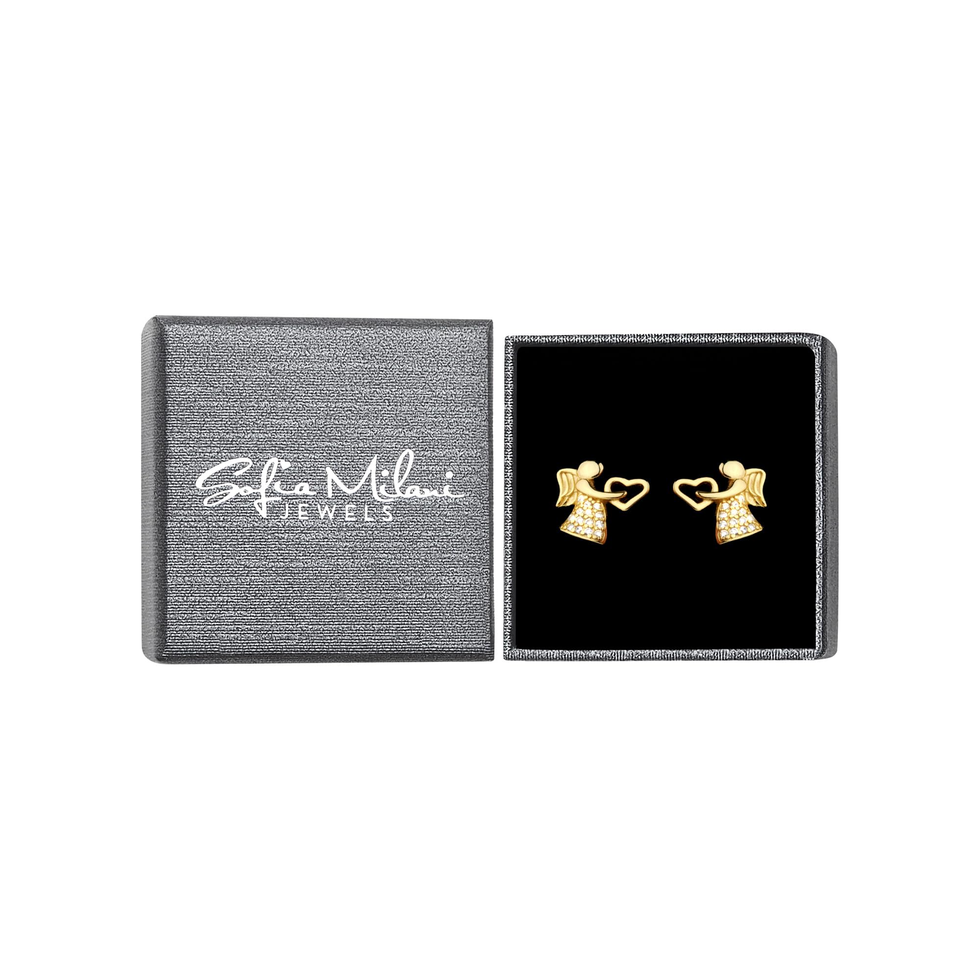 SOFIA MILANI - Damen Ohrringe 925 Silber - mit Zirkonia Steinen - Engel Herz Ohrstecker