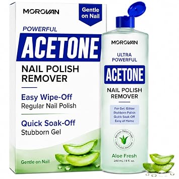 MOROVAN Acetone Nail Polish Remover 8 Oz Easy Polish Gel Removal