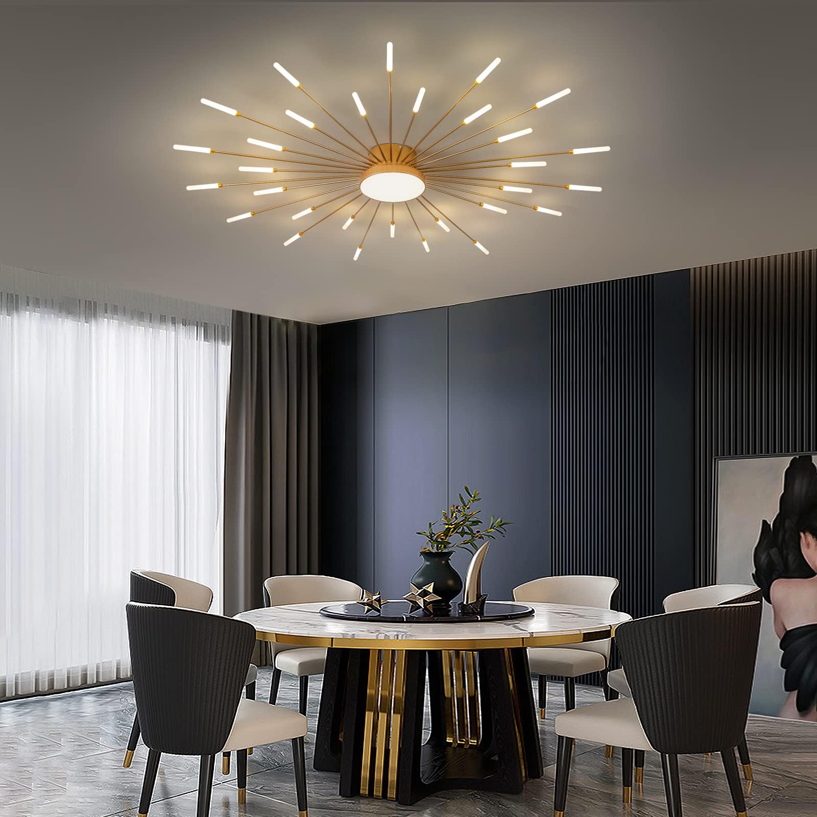 Nowoczesna lampa sufitowa LED 30+1 głowice Półwpuszczana lampa sufitowa Złoty żyrandol Oświetlenie sufitowe do sypialni Salon Kuchnia Jadalnia Restauracja