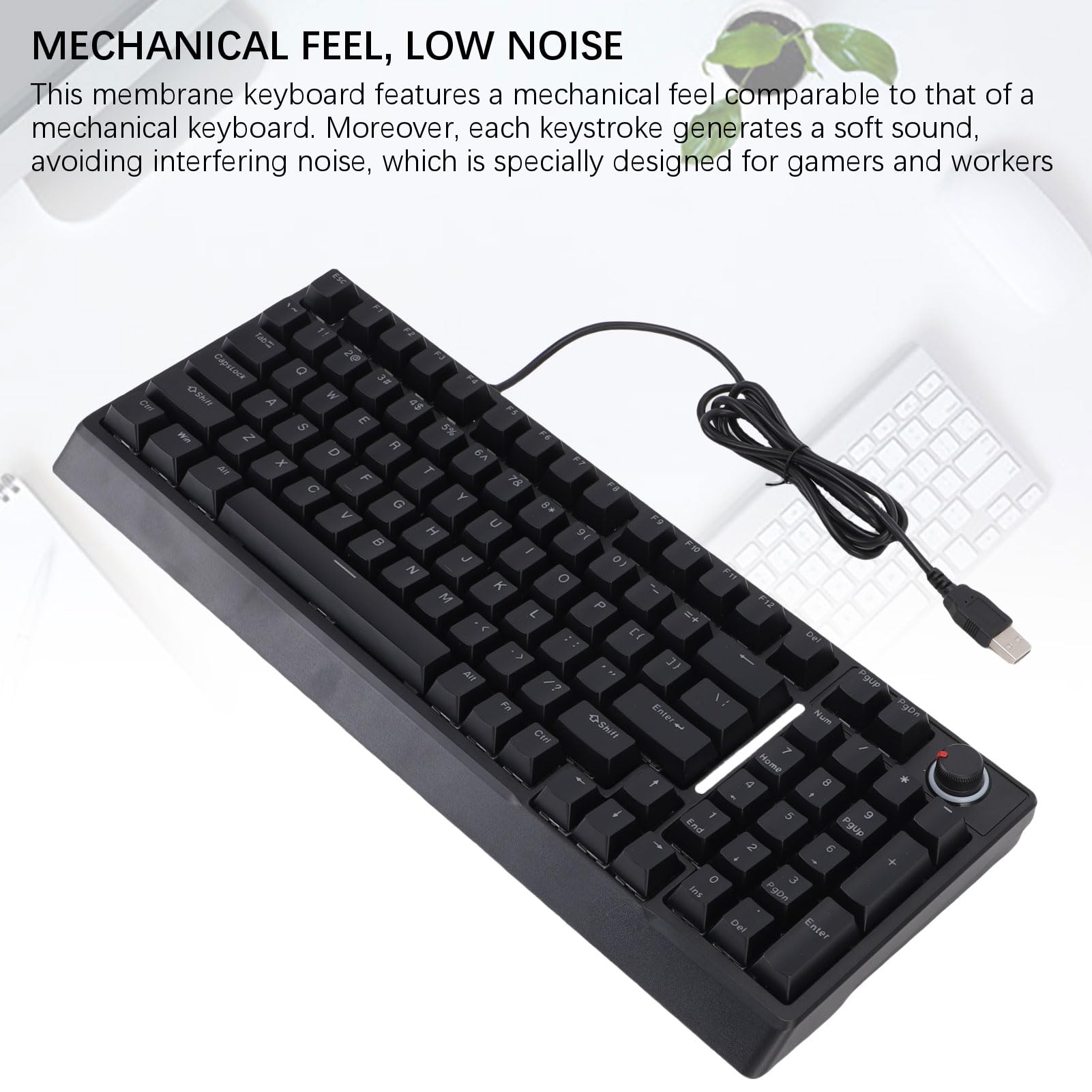 XUMIUZIY Przewodowa Klawiatura Gier RGB, Klawisze 98 Klawisze Mechaniczne klawiaturę Gier z Pokrętłem, Wiele Trybów RGB, 80% Układ, Ciche Ergonomiczne Klawiatury na PC, Laptop