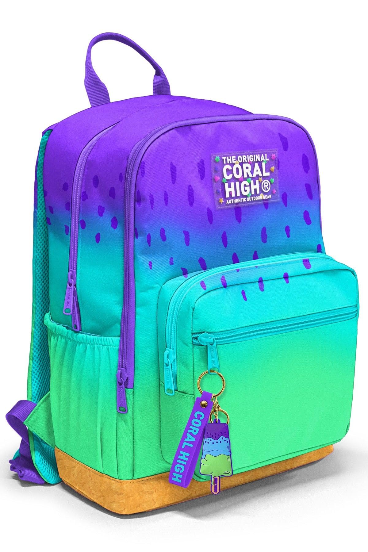 Coral High Dört Bölmeli Mor Lila Renk Geçişli Ortaokul Çantası - Kız Çocuk