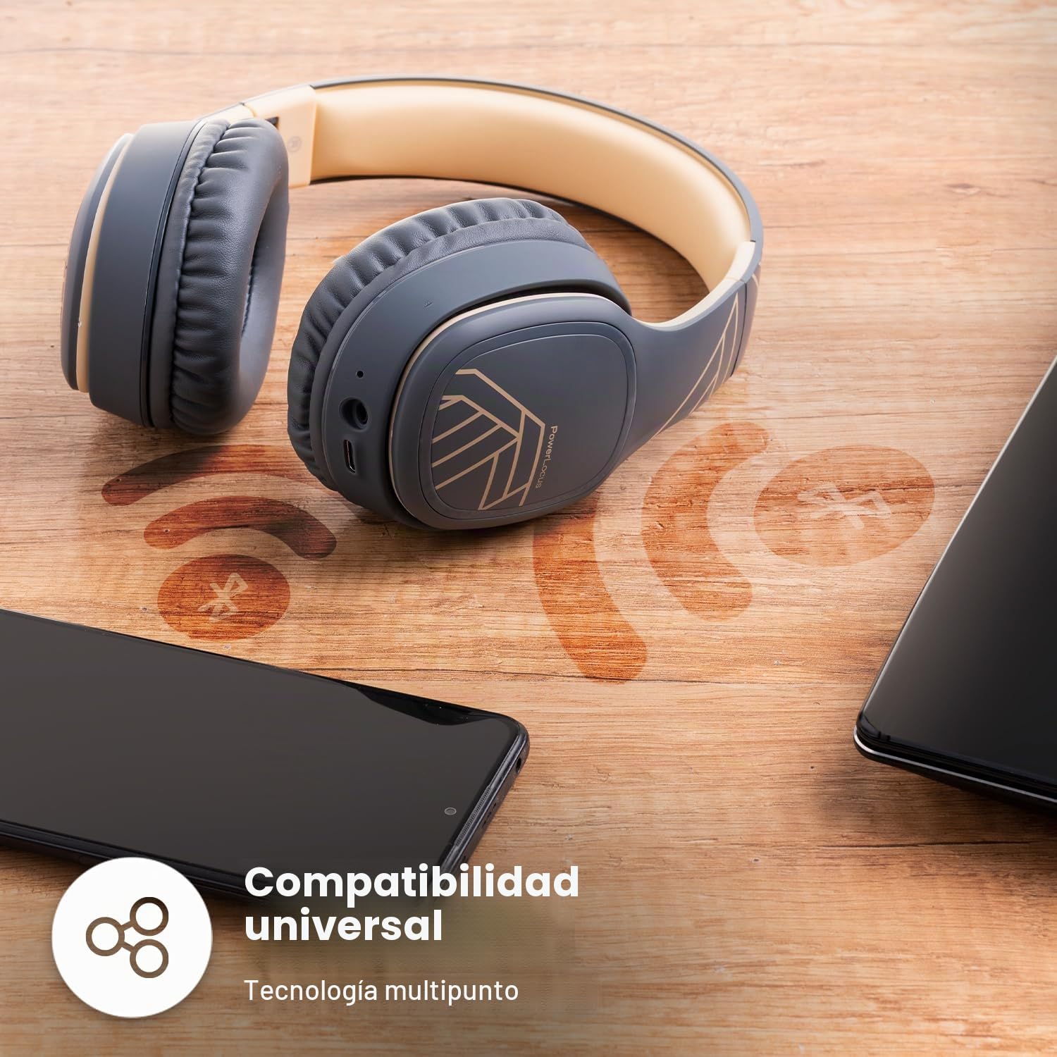 PowerLocus P7 Auriculares Inalámbricos Bluetooth, Cascos Inalambricos, 50 Horas de Reproducción, Auriculares Inalambricos Diadema con Micrófono, Hi-Fi Estéreo Audifonos para Móviles/PC/TV