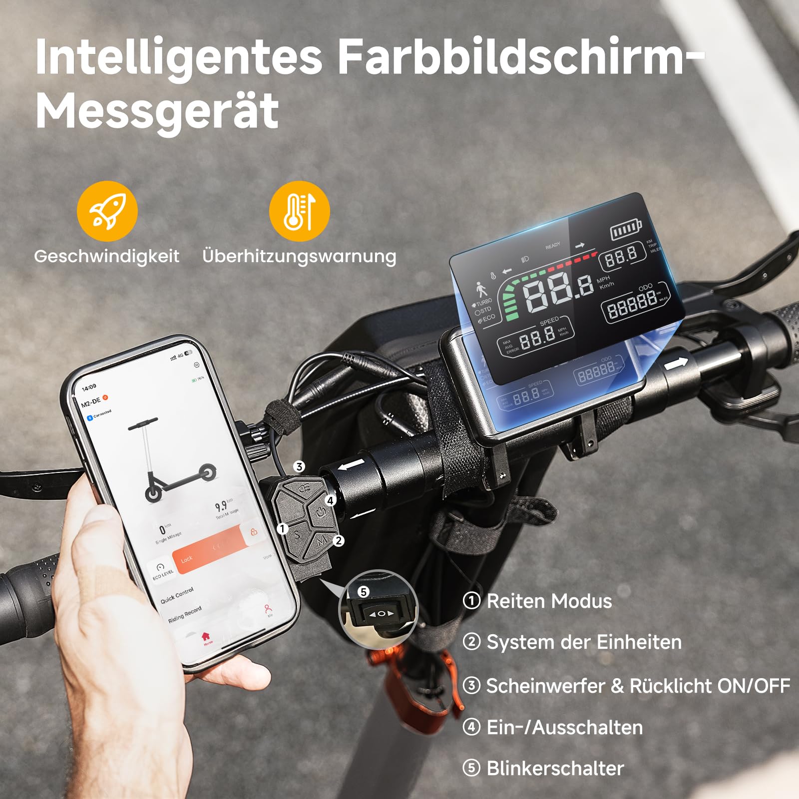 CIRCOOTER M2 E Scooter mit Straßenzulassung, 10 Zoll Offroad E-Roller, Bis 60–70KM Reichweite, Blinker, Bis 150KG Tragkraft, Faltbarer Elektroscooter für Erwachsene & Pendler