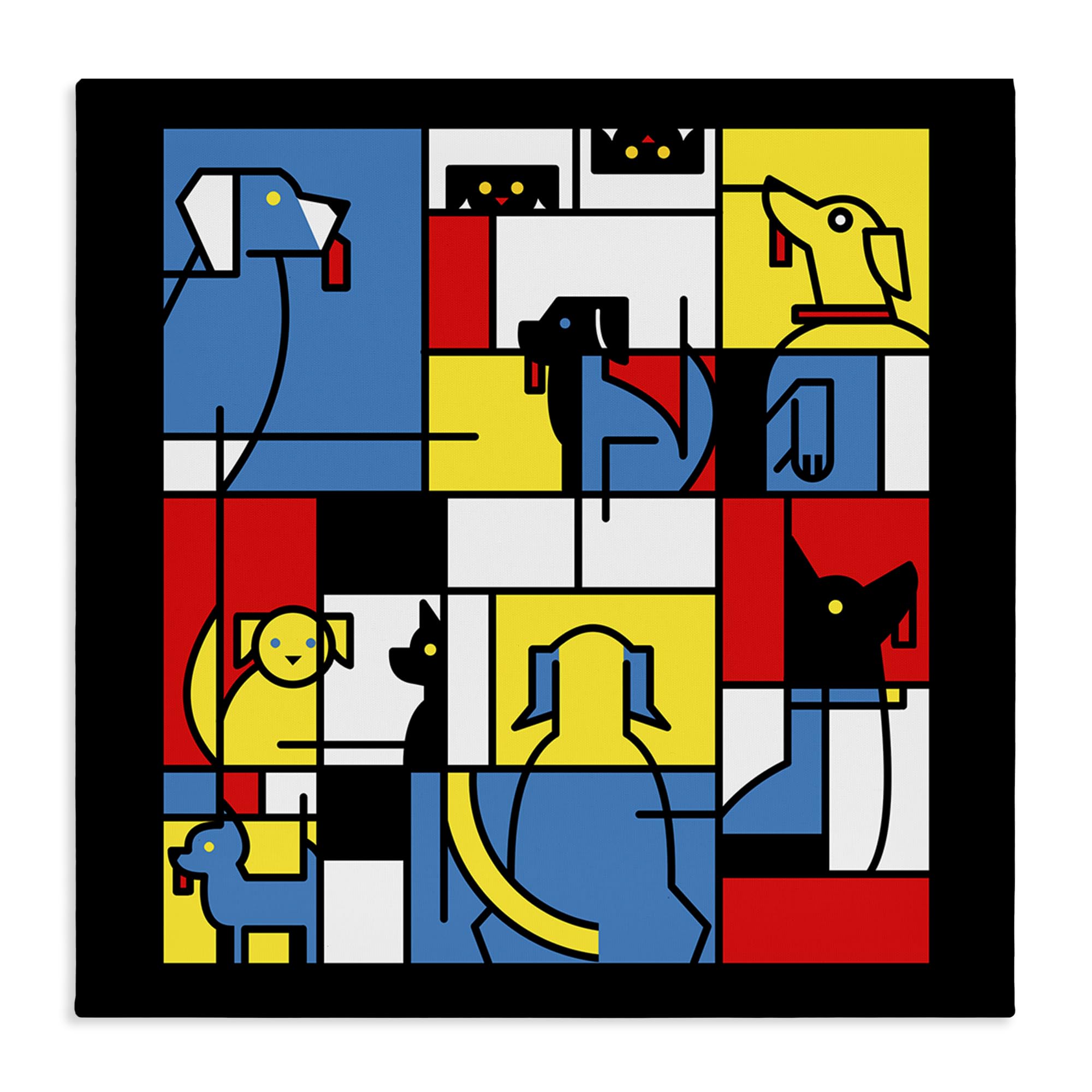 Stupell Industries Unframed 'Color Block Dogs Abstract', Canvas Art, 24 X 24 Inches, Easy To Hang And Sturdy, Made In Usa, By Tobe Fonseca