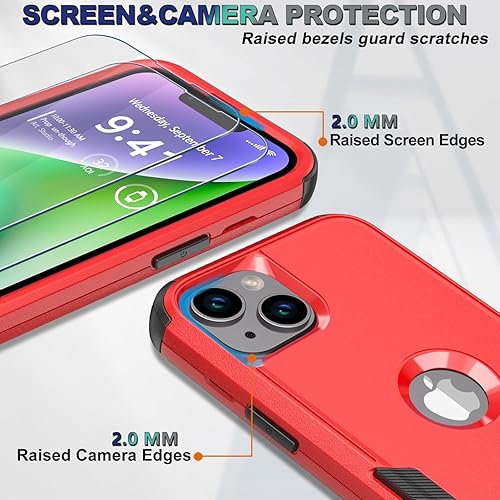 Miniatura 3 de Funda de teléfono para iPhone 13 y iPhone 14, antideslizante, a prueba de golpes, 10 pies, funda militar a prueba de caídas con 2 protectores de