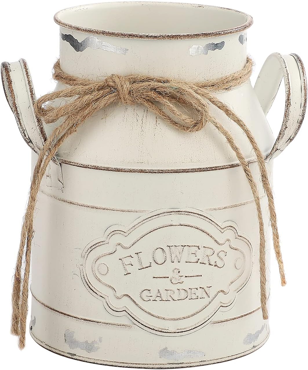 JUKIDS Vintage Metal Flower Vase, Metal Milk Can Flower Pot Planter