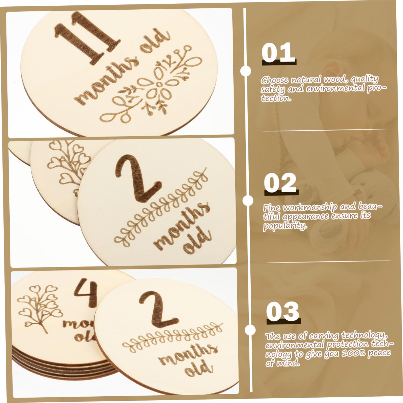 BESTonZON 18 Piezas Accesorios De Fotografía De Doble Cara Tarjetas De Nacimiento De Tarjetas De Recién Nacido Tarjetas Mensuales De Tarjetas De Recién Nacido Tarjetas De