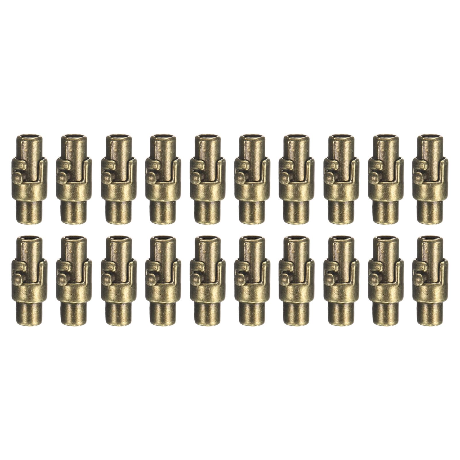 sourcing map 20pcs Leather Cord End Clasp 3mm Hole Magnetic Cord End Caps Closures Leather Bracelet Buckle for Jewelry Making DIY Supplies Crafts, Bronze