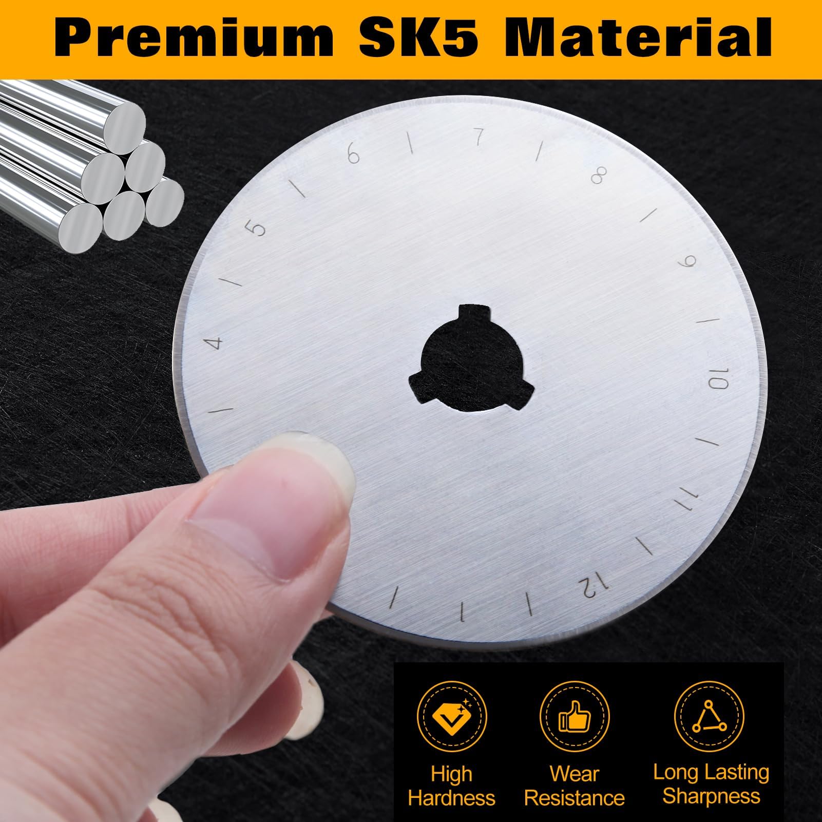 LEONTOOL SK5 - Lame rotanti da 60 mm, confezione da 10 lame rotanti di ricambio, per Fiskars, Olfa, Quilting, scrapbooking, cucito, artigianato, tessuto, carta, pelle, utensili da taglio