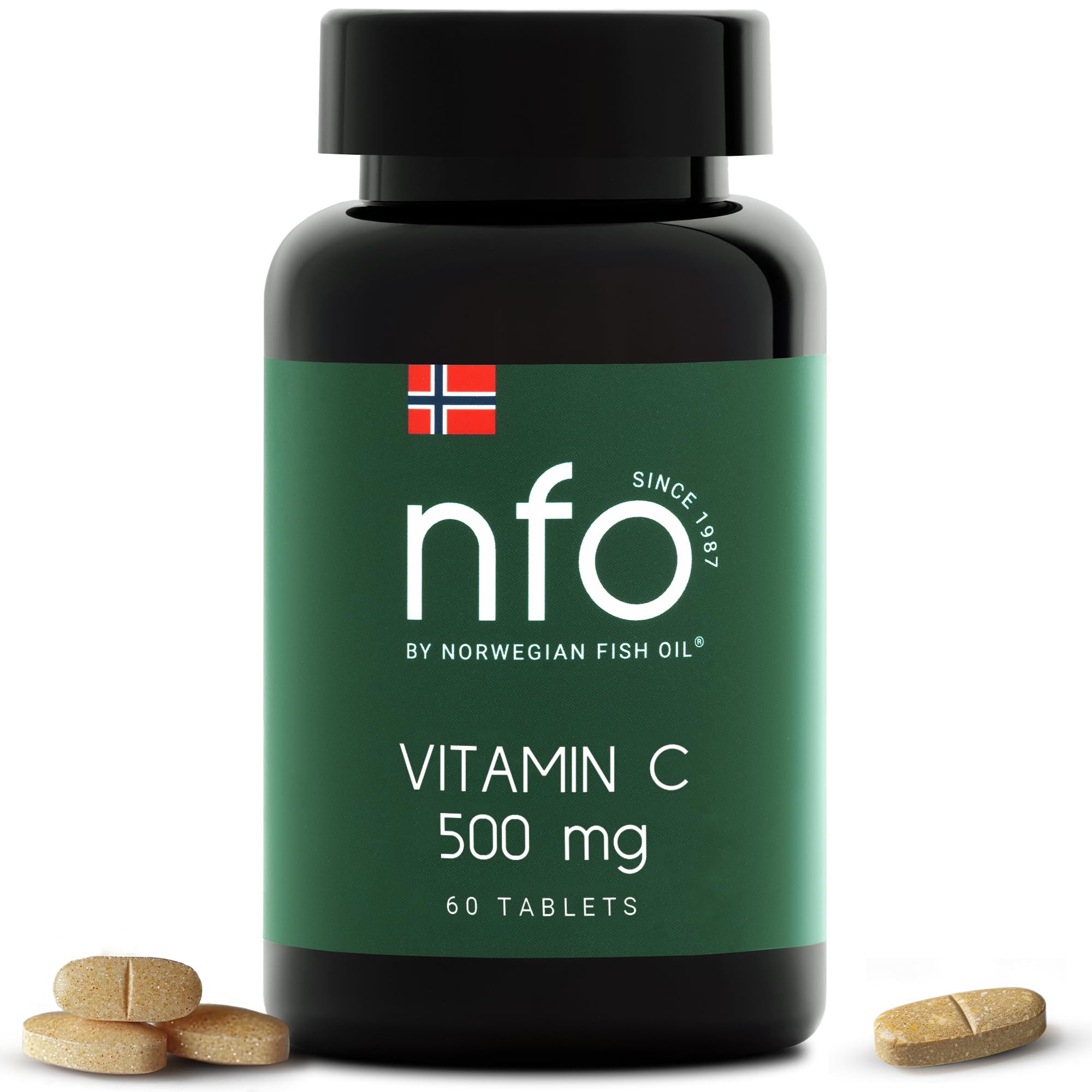VITAMIN C 500 MG [60 Tablets] Norwegian Natural High Dose Vitamin C Complex to Protect the Stomach, Digestive System, Teeth and Your Body from Free Radicals 100% Vegan Product Made in Norway