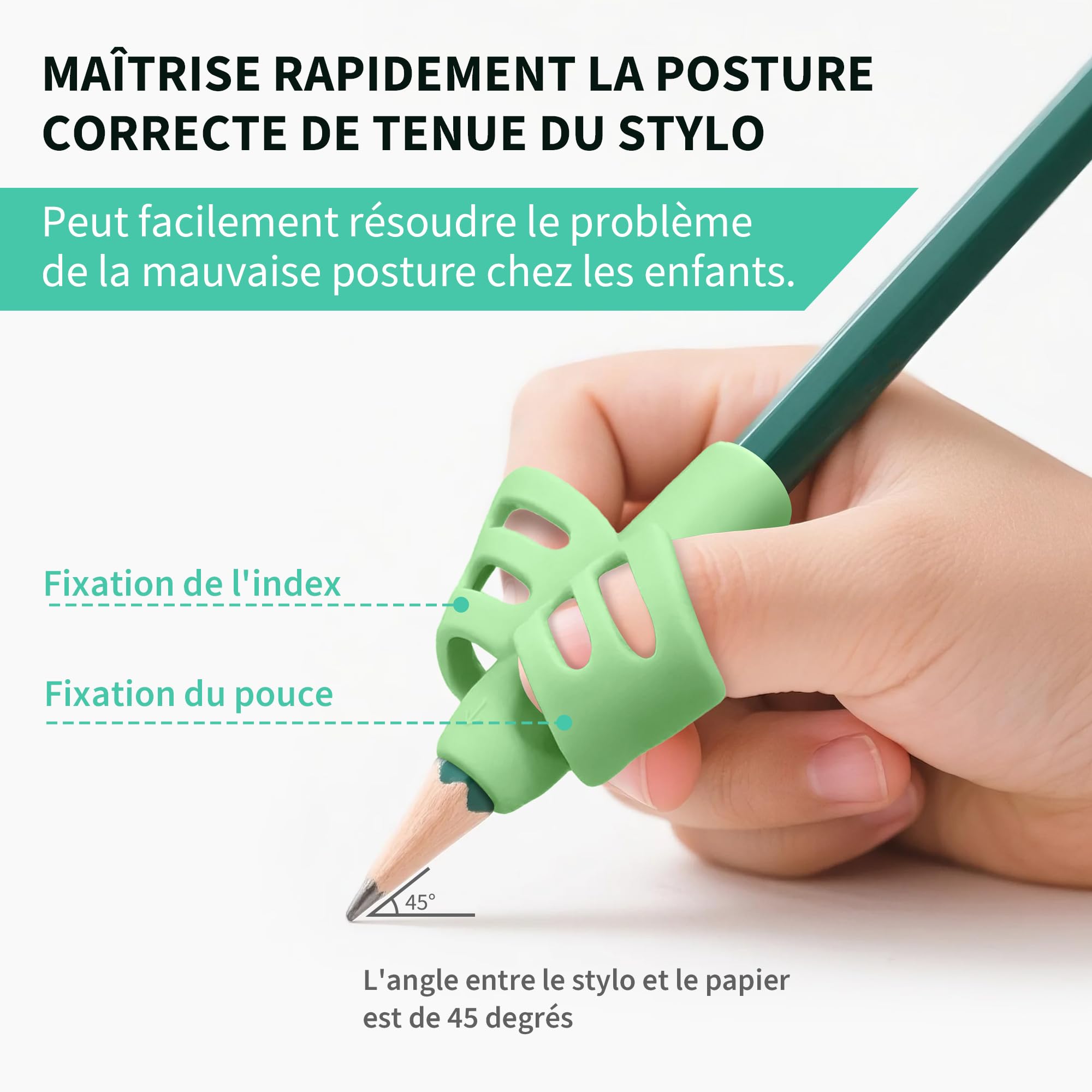 Image secondaire de Set de 5 Guides Doigts en Silicone pour Écriture Enfant