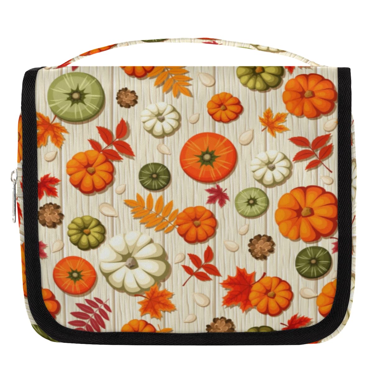 Święto Dziękczynienia Jesień Podróżna Kosmetyczka Jesień Dynie Mycie Torba Unisex Wiszące przybory toaletowe Kosmetyczka Organizer do makijażu, wielobarwny, Jeden rozmiar