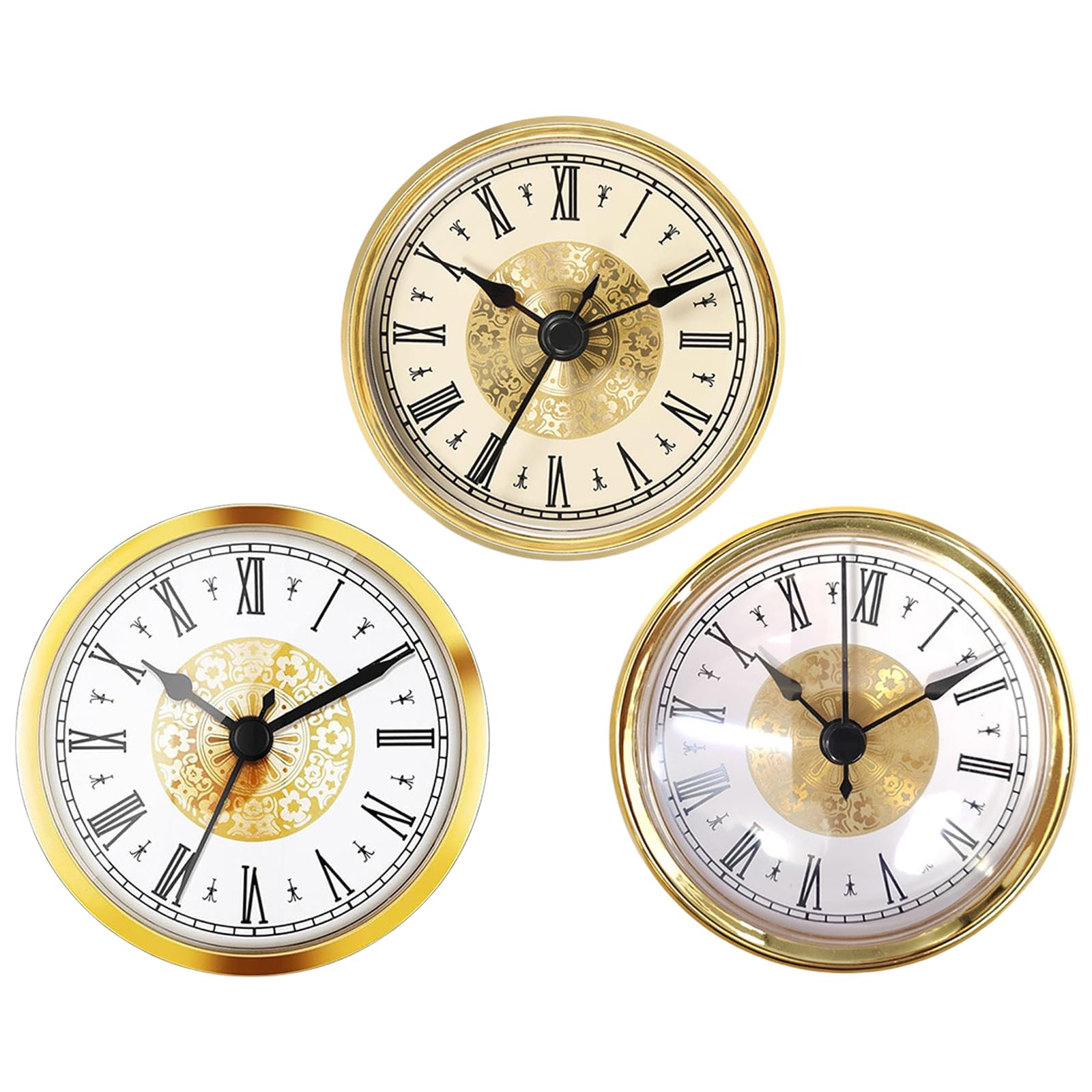 Buxuaaaa 70/80 / 90mm Clock Insert, Gold/Silver Detailing, Roman/Arabic Numerals for Clock Creation Quiet Roman Numerals