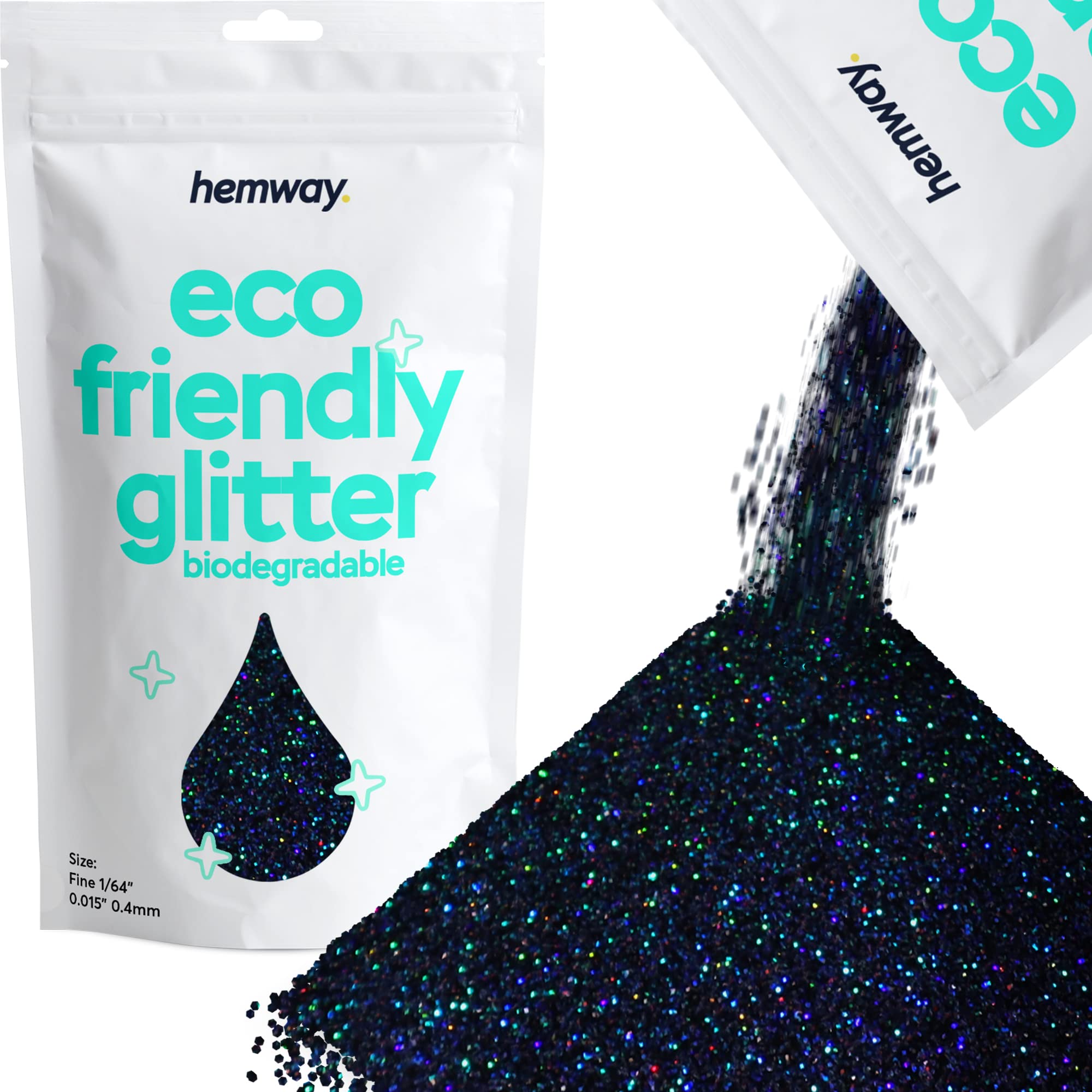Biodegradable Glitter Black Holographic Eco Friendly Plant-Based Bio Fine for Face Body Hair Craft Resin Festival Makeup Eyeshadow 100g / 3.5oz