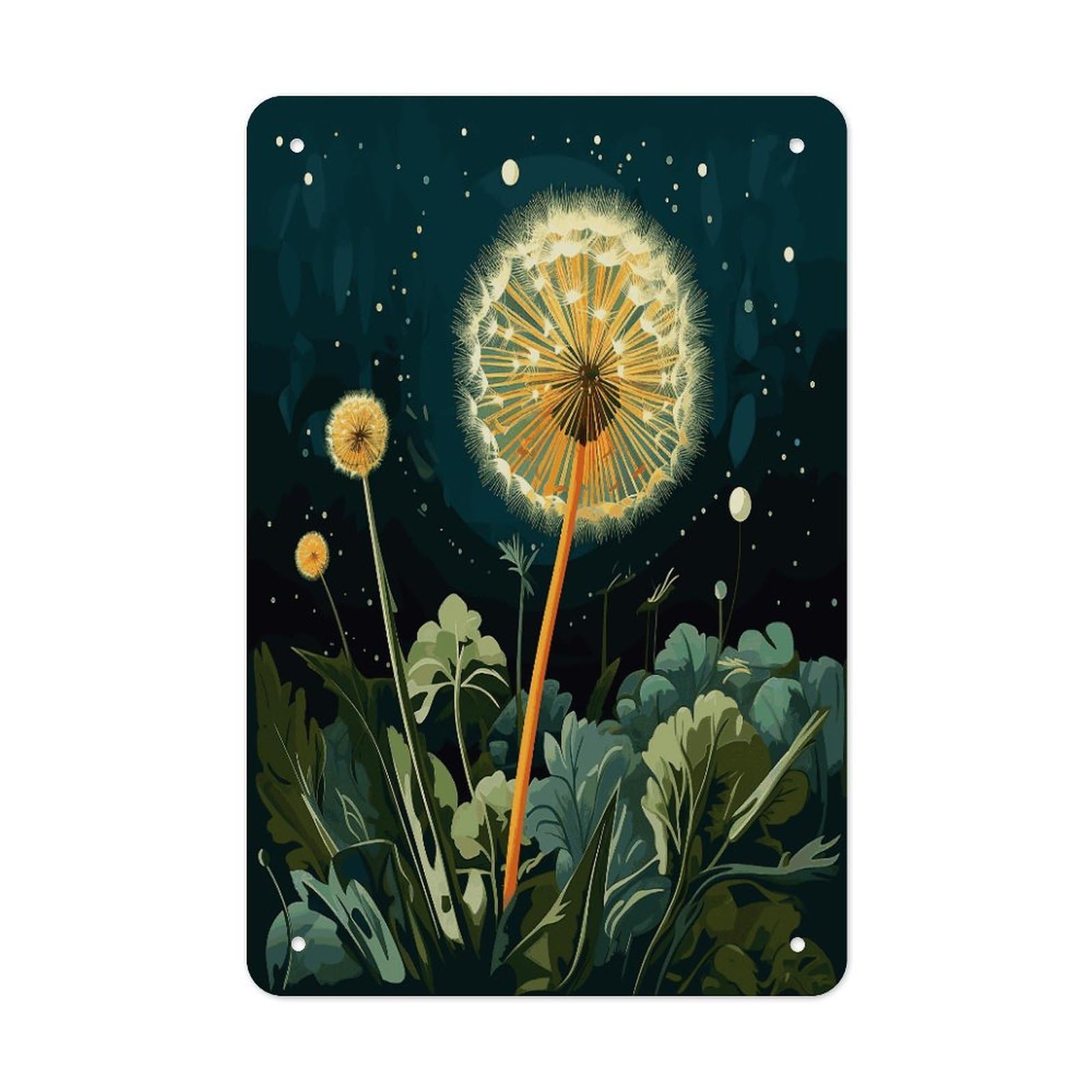 Btcowzrv Style Dandelions At Night Metal Tin Sign Wall Decor Hanging Plaque