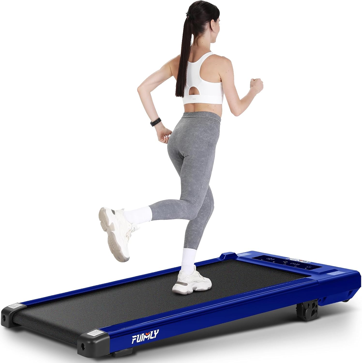 Walking Pad Treadmill Under Desk with 8% Incline, 2.5HP Portable Mini Walking Treadmills, Small Jogging Machine for Home/Office/Gym, 300lbs Max, LED Touch Screen, Remote Control(Blue)