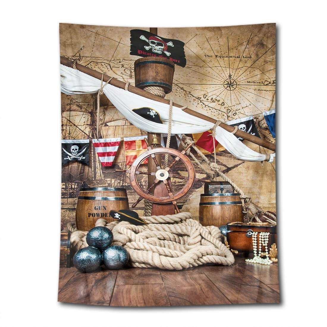 Amazon.co.jp: LB ヴィンテージ風 タペストリー 航海 海賊船 おしゃれ